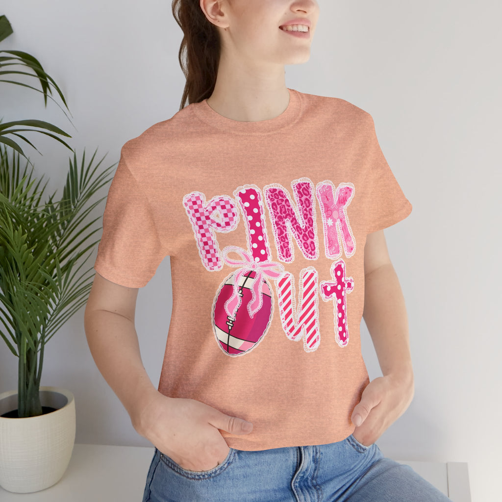 Cute Pink 'PINK OUT' Unisex Tee, Perfect for Breast Cancer Awareness, Casual Wear, Gift for Friends, Fundraising Events, or Team Spirit