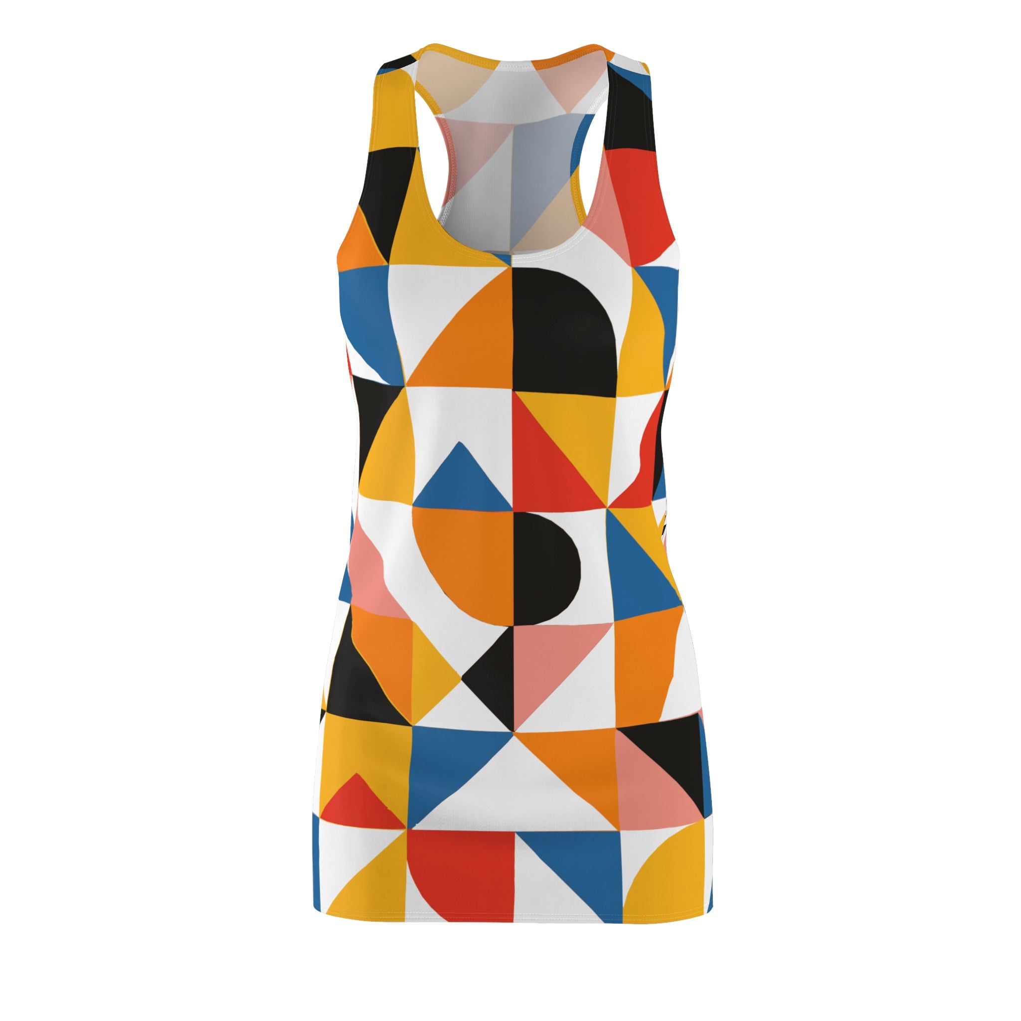 Geometric Print Racerback Dress | Playful Summer Dress, Beach Cover-Up, Casual Dress, Festival Style, Bright Patterned Dress