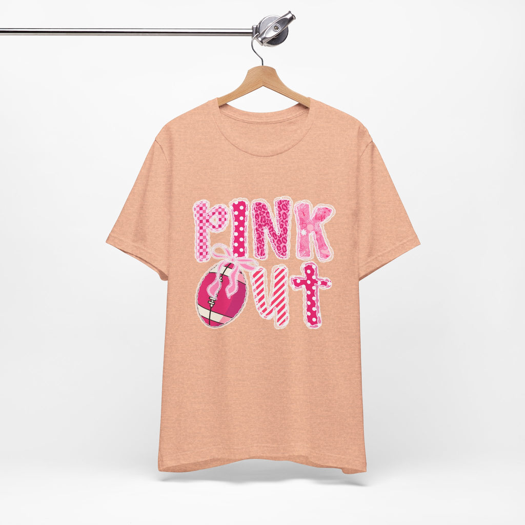 Cute Pink 'PINK OUT' Unisex Tee, Perfect for Breast Cancer Awareness, Casual Wear, Gift for Friends, Fundraising Events, or Team Spirit