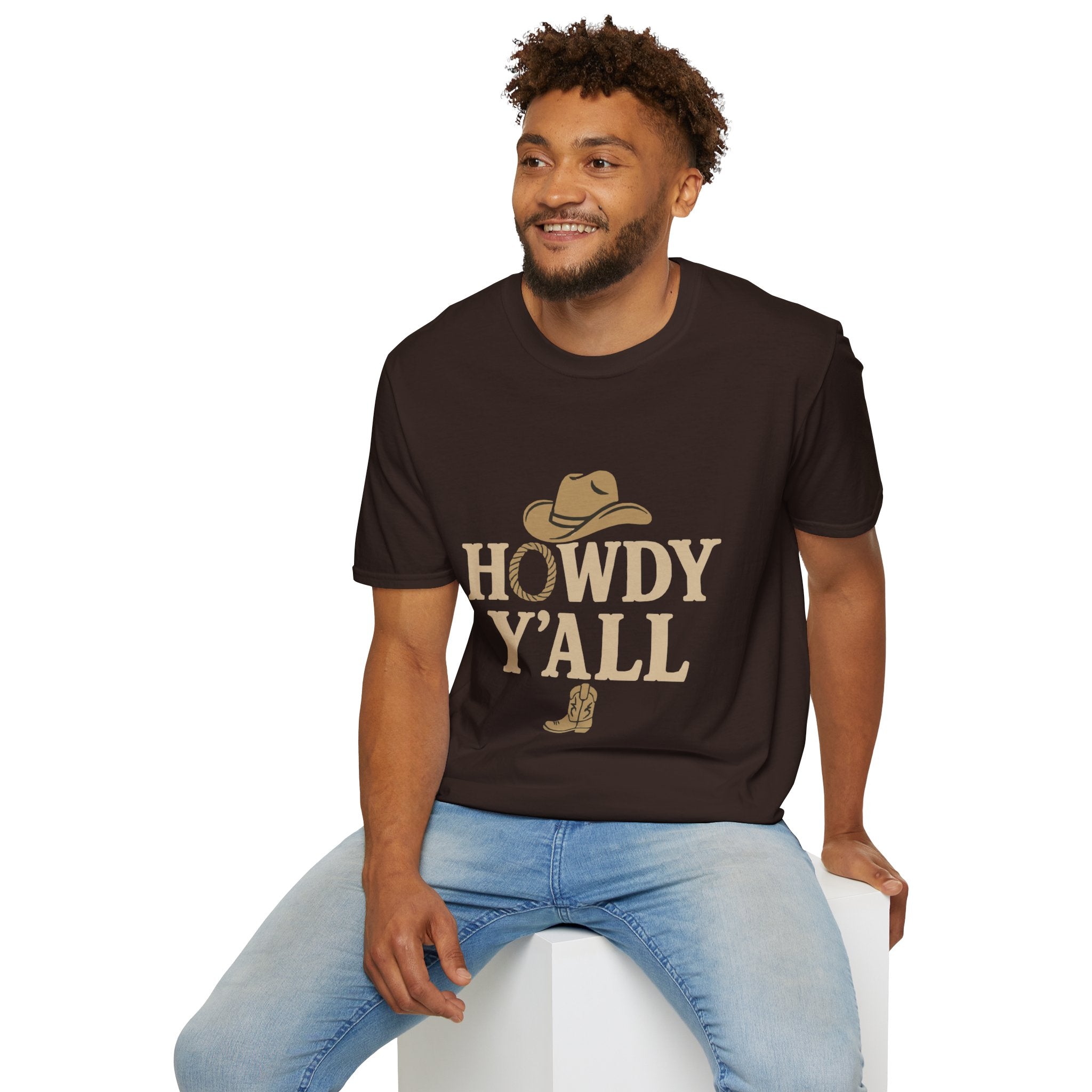 Howdy Y'all Western T-Shirt, Cowboy Tee, Country Music Shirt, Gift for Cowpoke, Unisex Softstyle Shirt