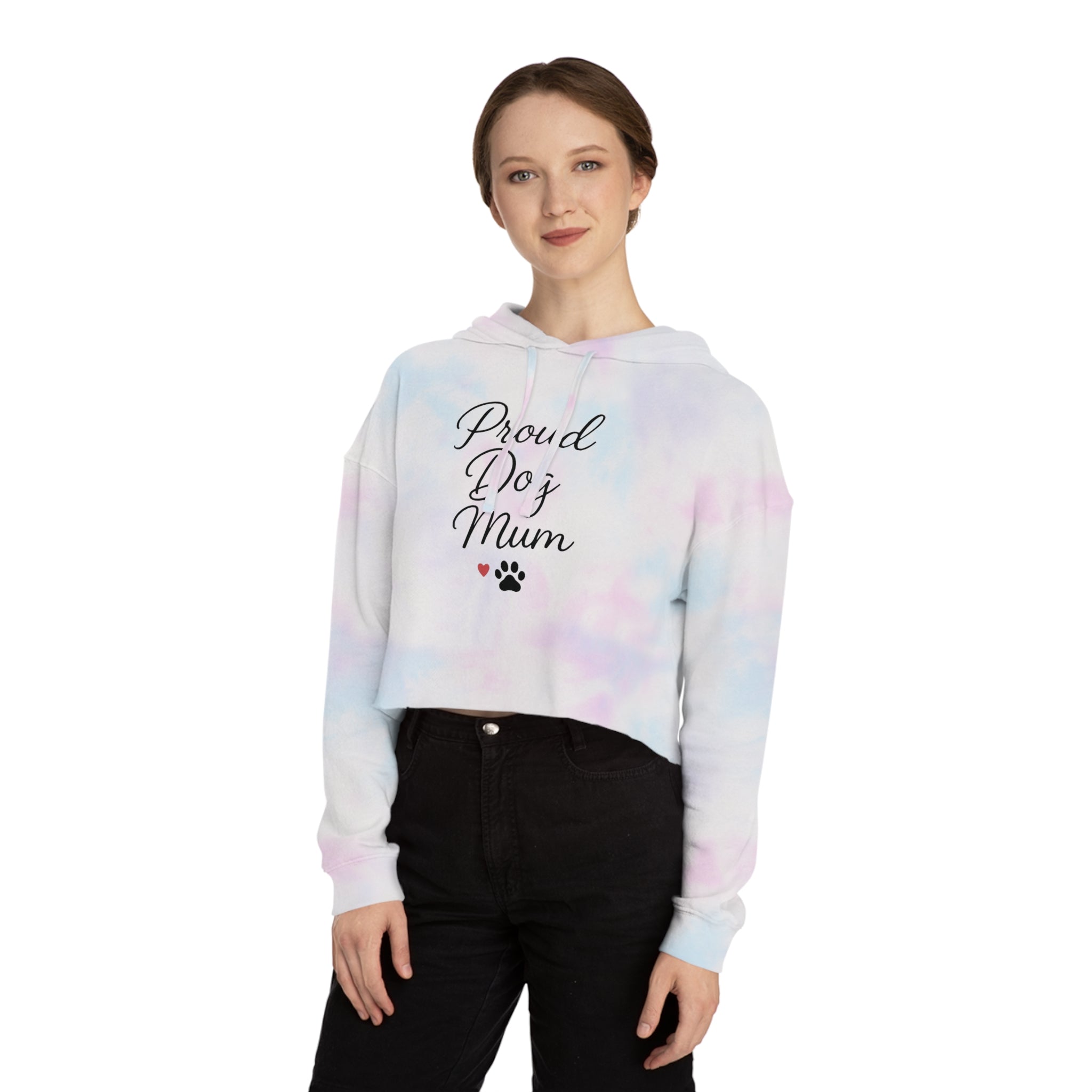 Proud Dog Mum Cropped Hoodie, Cute Pet Apparel, Dog Lover Gift, Cozy Sweatshirt, Stylish Dog Mom Top