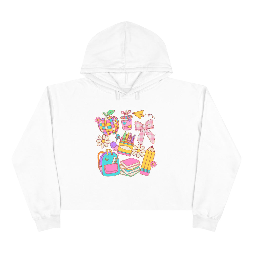 Colorful Back to School Crop Hoodie - Cute and Vibrant Pullover for Students, Fun School Fashion, Teen Girls Sweatshirt, Stylish Sweater,