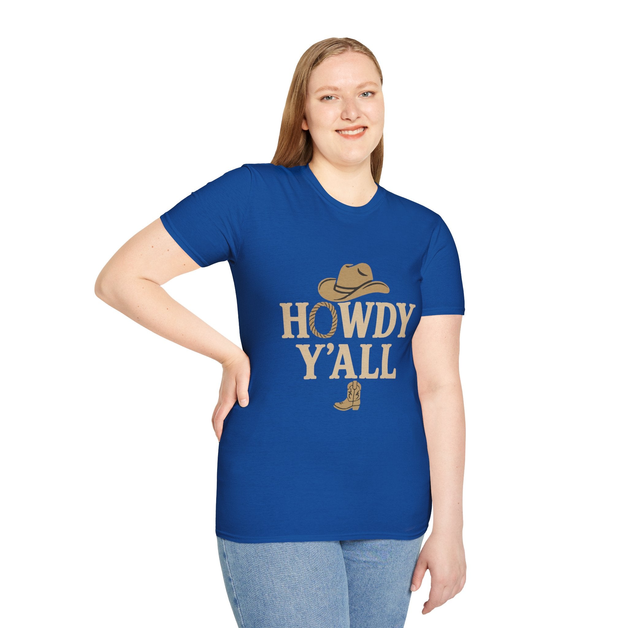 Howdy Y'all Western T-Shirt, Cowboy Tee, Country Music Shirt, Gift for Cowpoke, Unisex Softstyle Shirt
