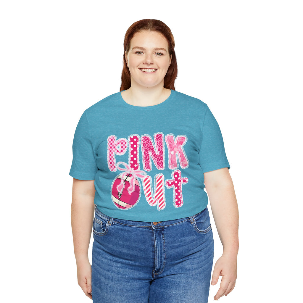 Cute Pink 'PINK OUT' Unisex Tee, Perfect for Breast Cancer Awareness, Casual Wear, Gift for Friends, Fundraising Events, or Team Spirit