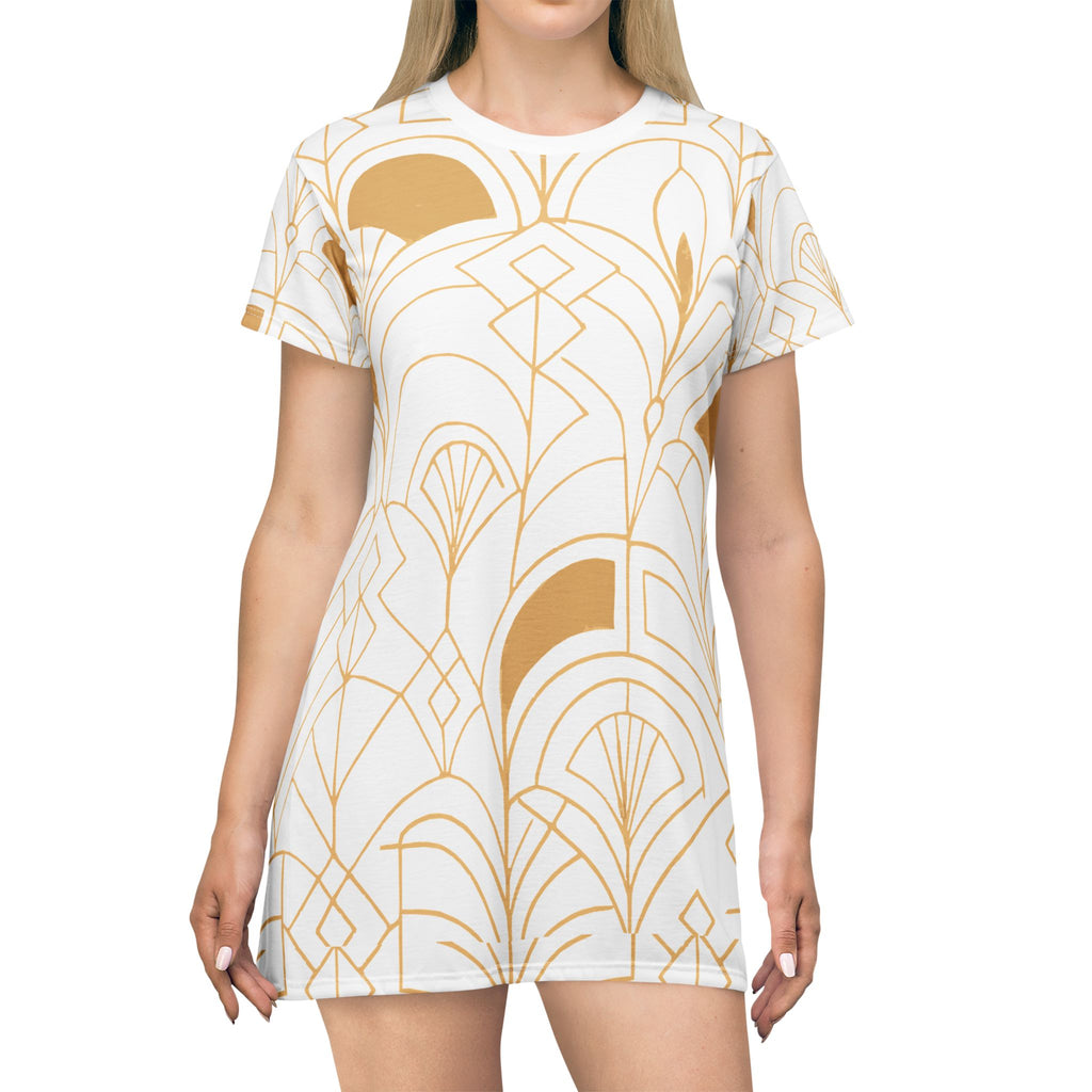 Mandala Art Deco T-Shirt Dress, Bohemian Style Dress, Casual Summer Outfit, Unique Gift, Fashionable Lounge Wear