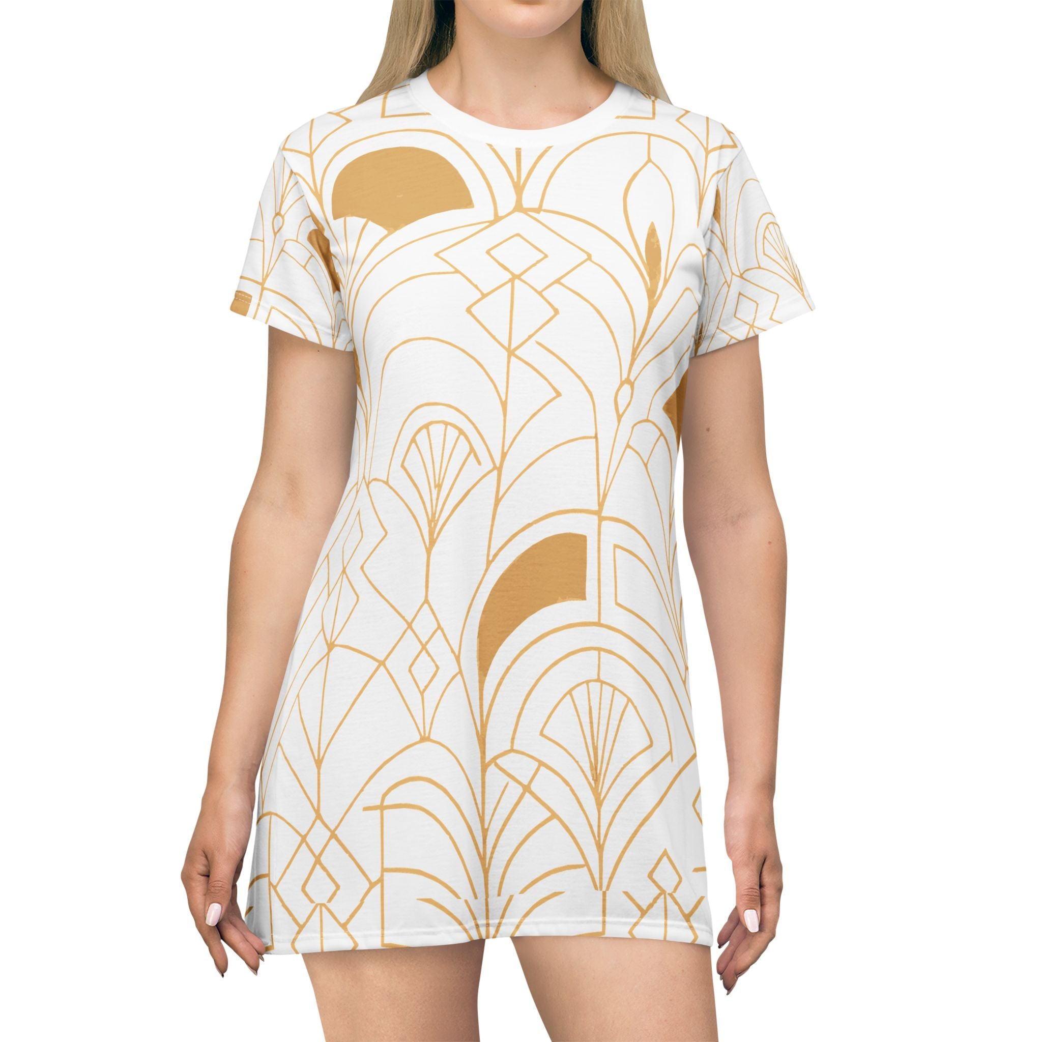 Mandala Art Deco T-Shirt Dress, Bohemian Style Dress, Casual Summer Outfit, Unique Gift, Fashionable Lounge Wear