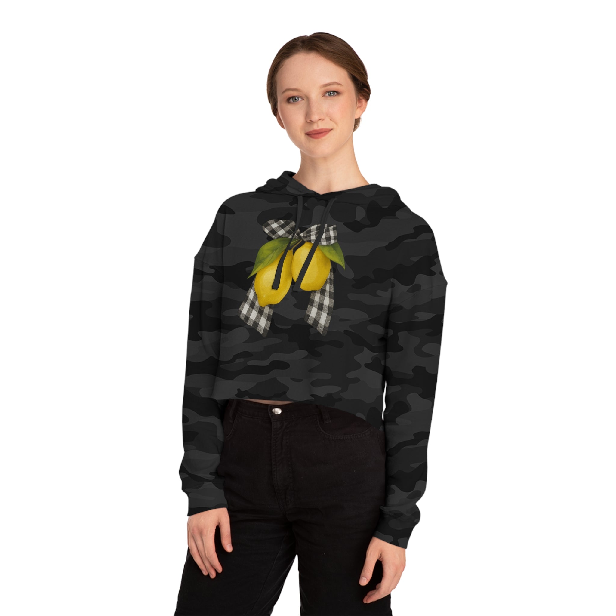 Lemon Blossom Cropped Hoodie, Summer Fashion, Gift for Her, Cute Casual Wear, Refreshing Style, Trendy Outfit, Spring Style