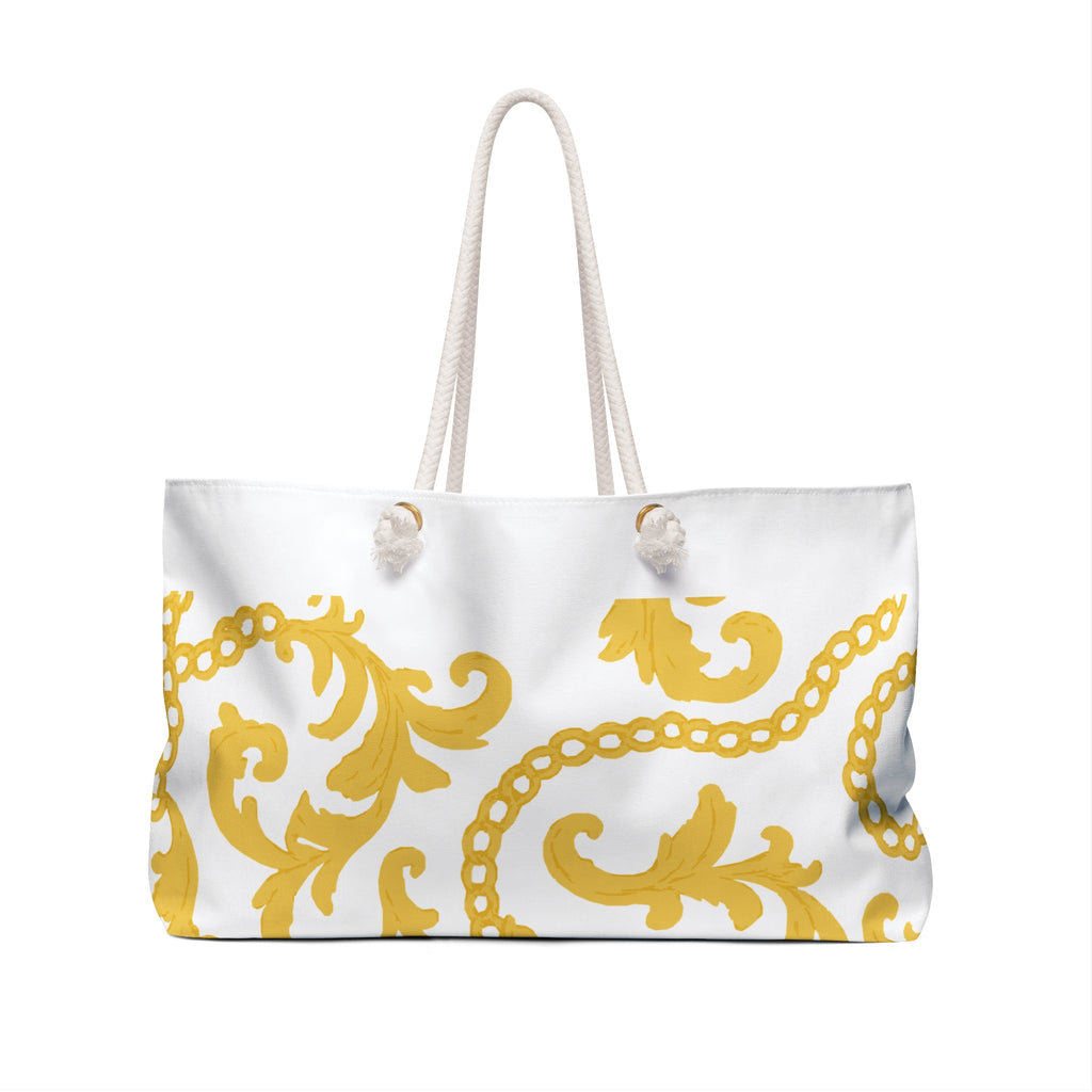 Chic Yellow Gold-Patterned Weekender Bag | Stylish Travel Tote | Perfect Gift for Getaways, Vacations, and Beach Days