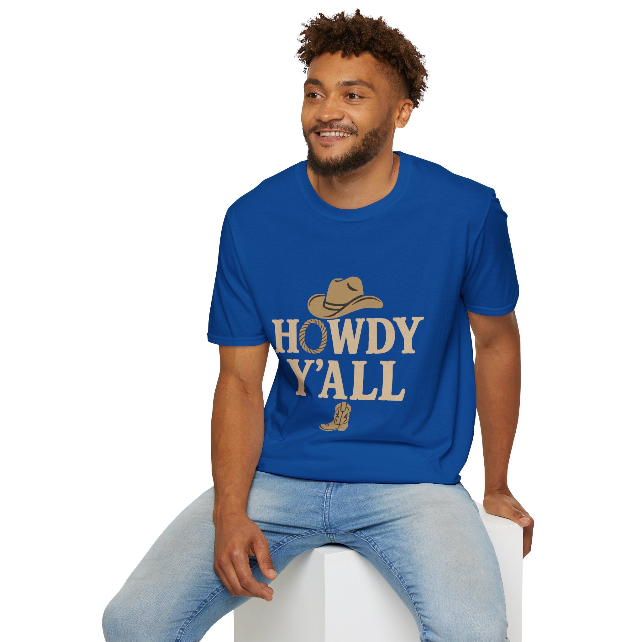 Howdy Y'all Western T-Shirt, Cowboy Tee, Country Music Shirt, Gift for Cowpoke, Unisex Softstyle Shirt