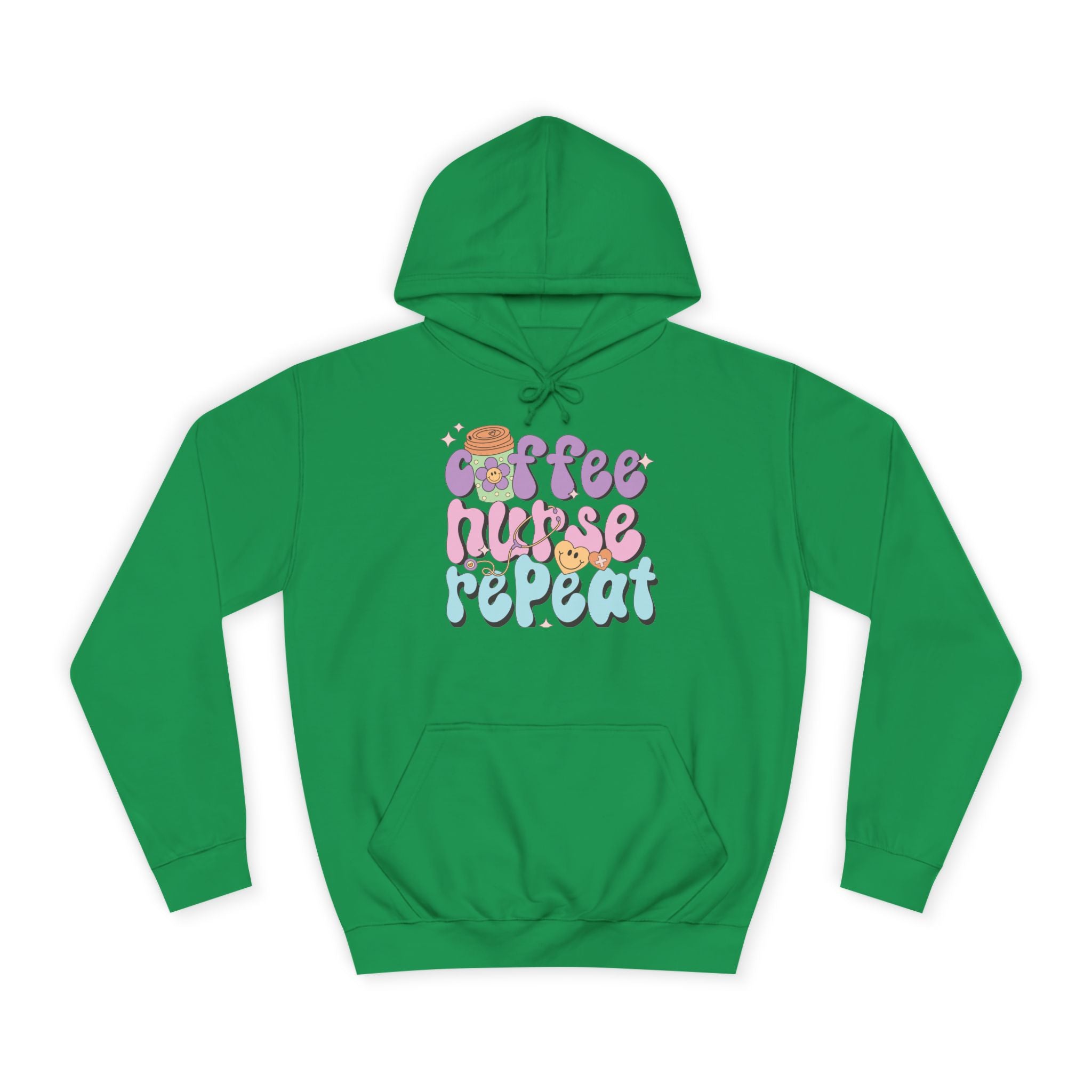 Coffee Nurse Repeat Hoodie - Cozy Gift for Nurses, College Wear, Everyday Comfort, Nursing School, Cute Casual Apparel