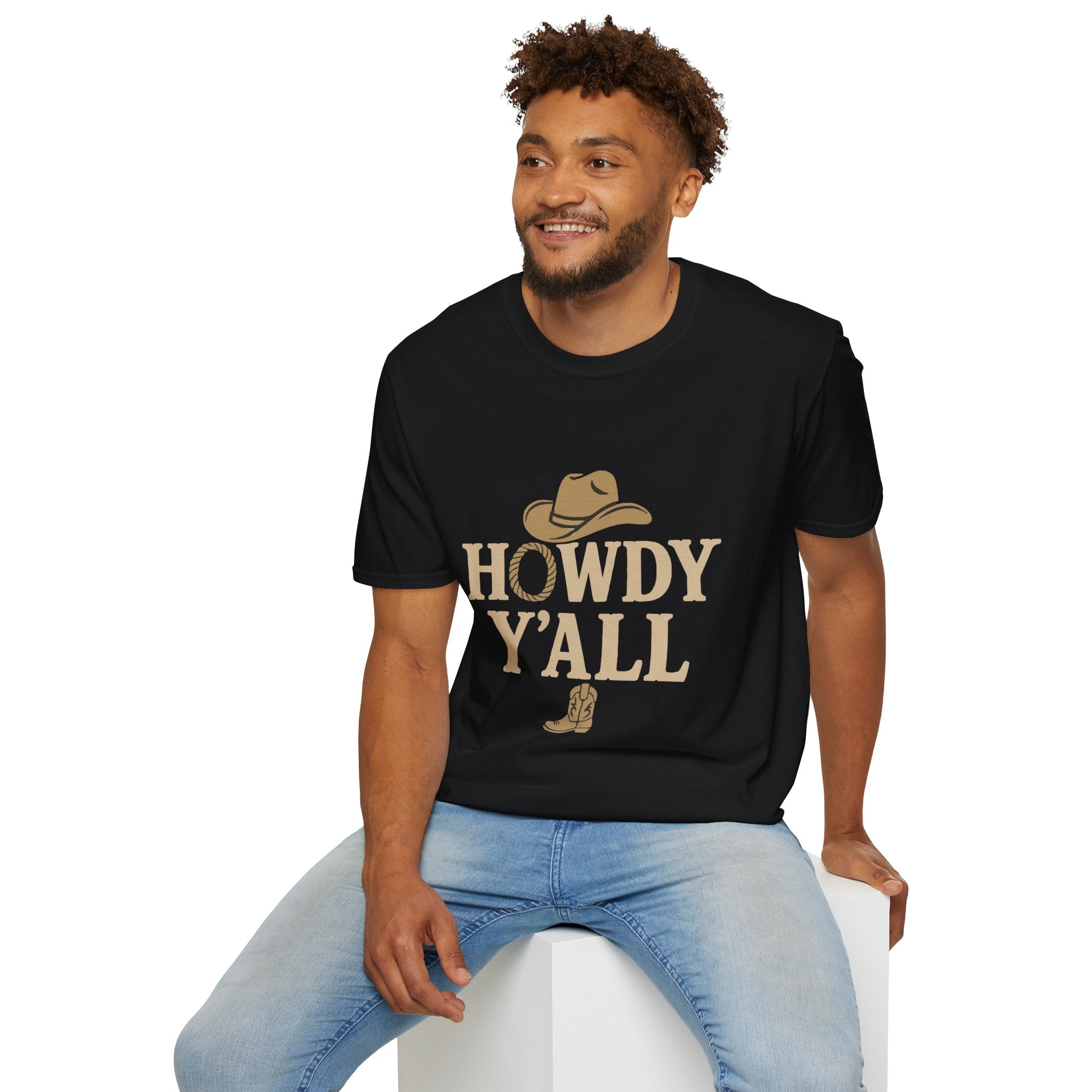 Howdy Y'all Western T-Shirt, Cowboy Tee, Country Music Shirt, Gift for Cowpoke, Unisex Softstyle Shirt