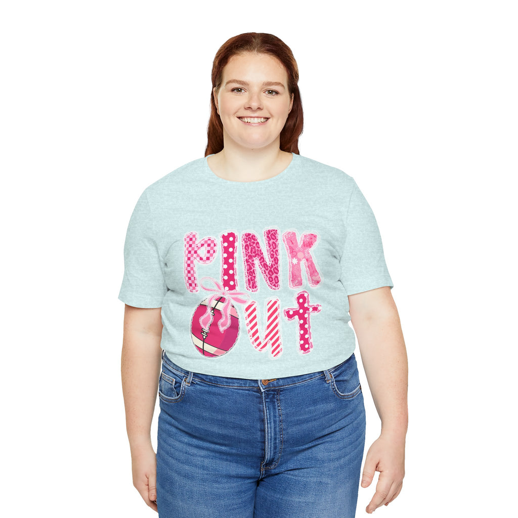 Cute Pink 'PINK OUT' Unisex Tee, Perfect for Breast Cancer Awareness, Casual Wear, Gift for Friends, Fundraising Events, or Team Spirit