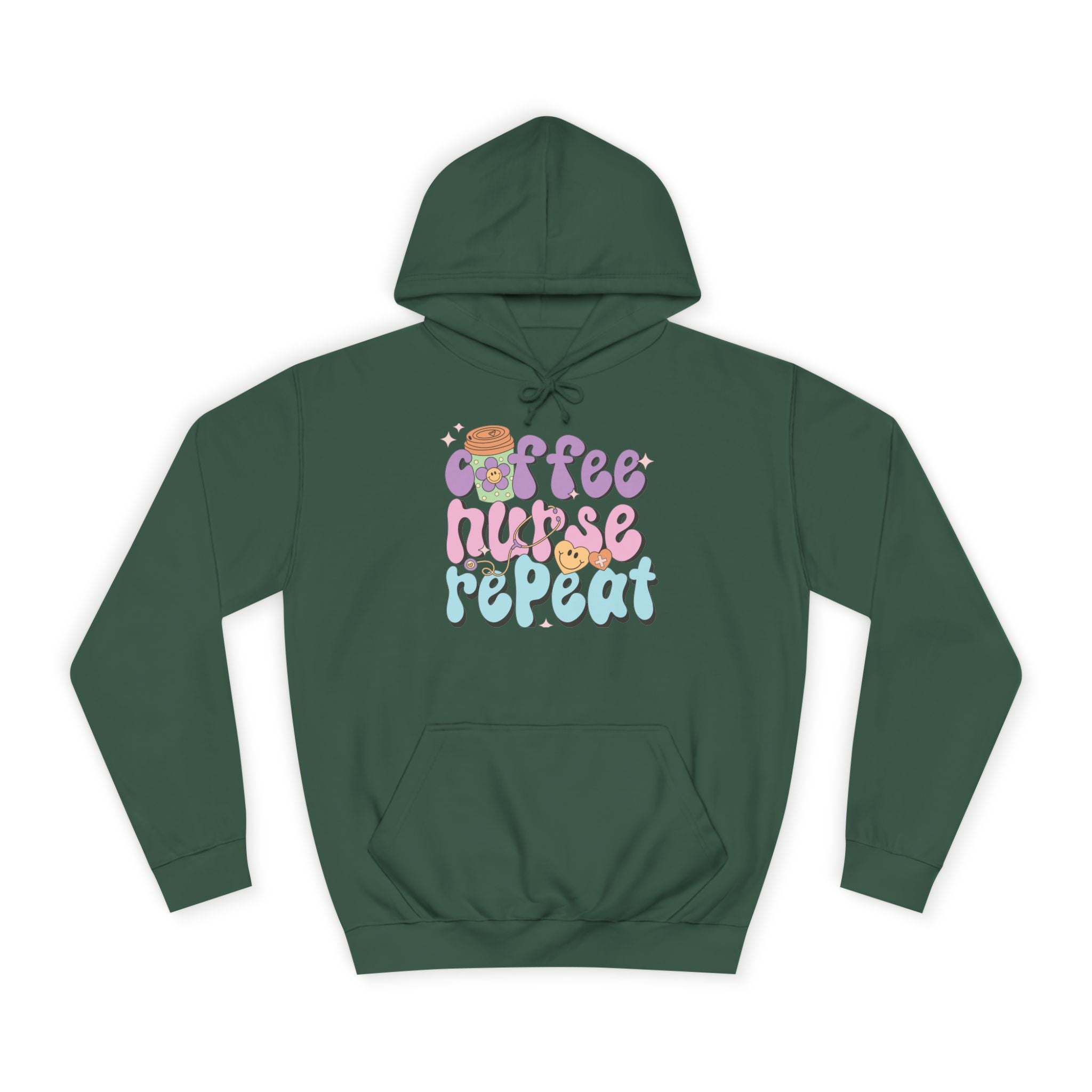 Coffee Nurse Repeat Hoodie - Cozy Gift for Nurses, College Wear, Everyday Comfort, Nursing School, Cute Casual Apparel