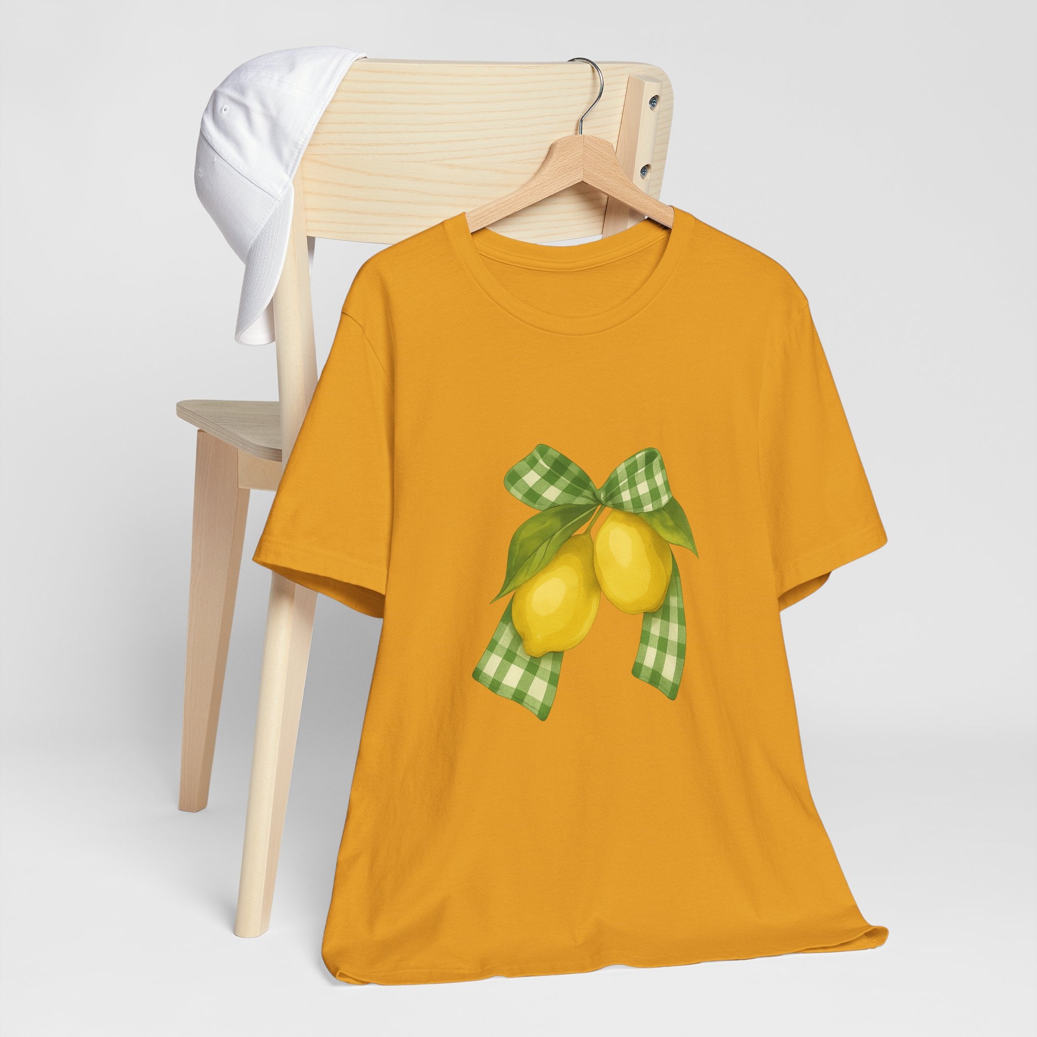 Lemon Bow Tee, Unisex Short Sleeve Shirt, Cute Summer Shirt, Gift for Her, Vintage Style Tee, Lemonade Stand Inspiration