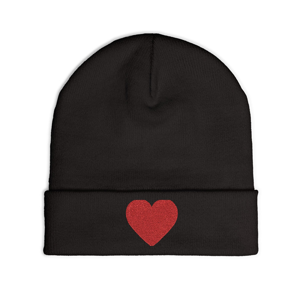 Embroidered Heart Knit Beanie, Cozy Winter Hat, Gift for Her, Cute Accessory, Trendy Beanie, Valentine's Day Style