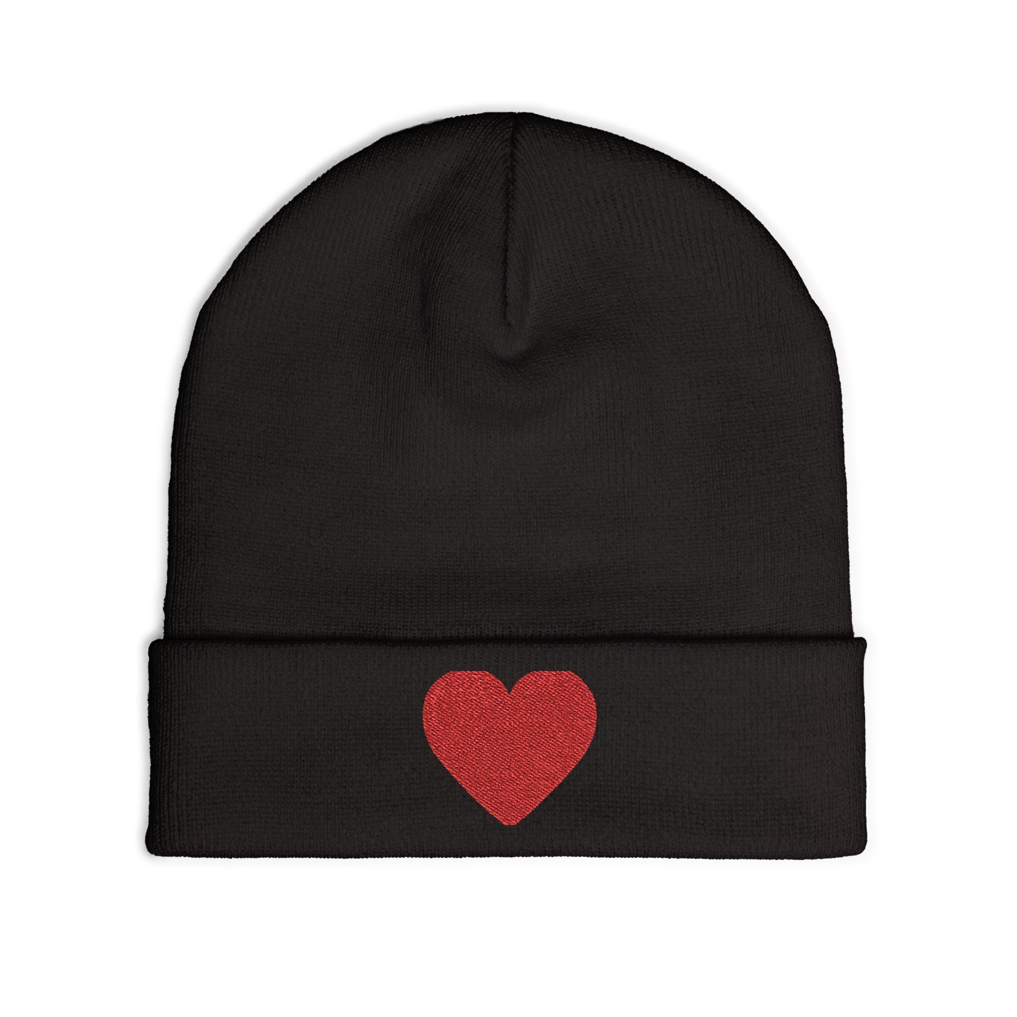 Embroidered Heart Knit Beanie, Cozy Winter Hat, Gift for Her, Cute Accessory, Trendy Beanie, Valentine's Day Style