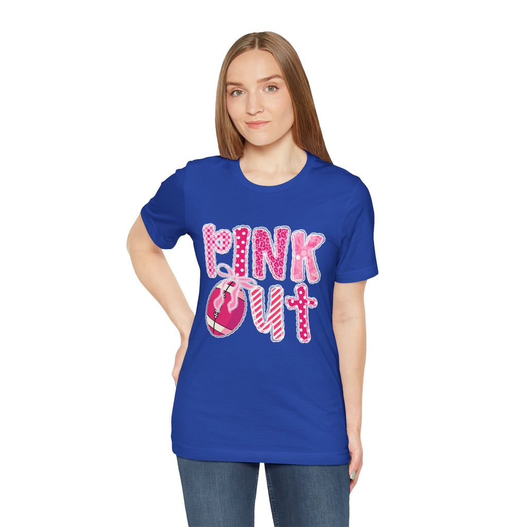 Cute Pink 'PINK OUT' Unisex Tee, Perfect for Breast Cancer Awareness, Casual Wear, Gift for Friends, Fundraising Events, or Team Spirit