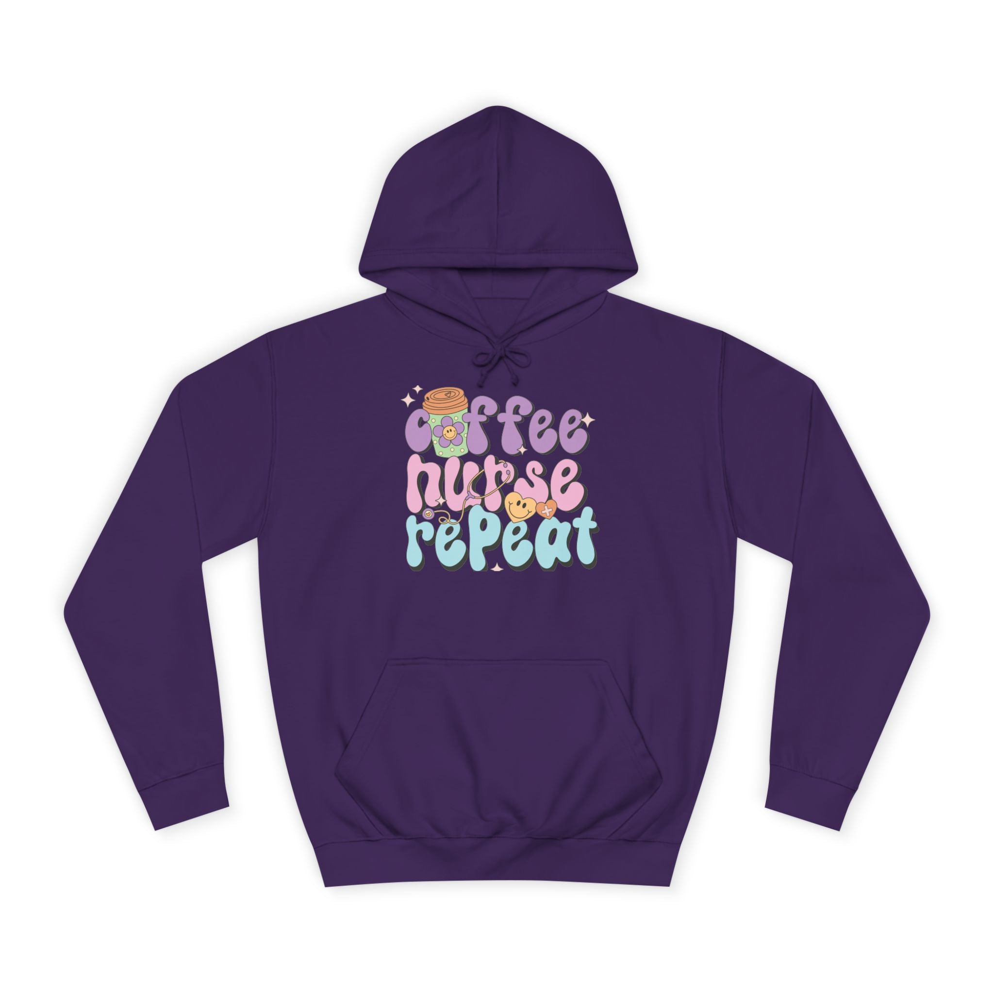 Coffee Nurse Repeat Hoodie - Cozy Gift for Nurses, College Wear, Everyday Comfort, Nursing School, Cute Casual Apparel