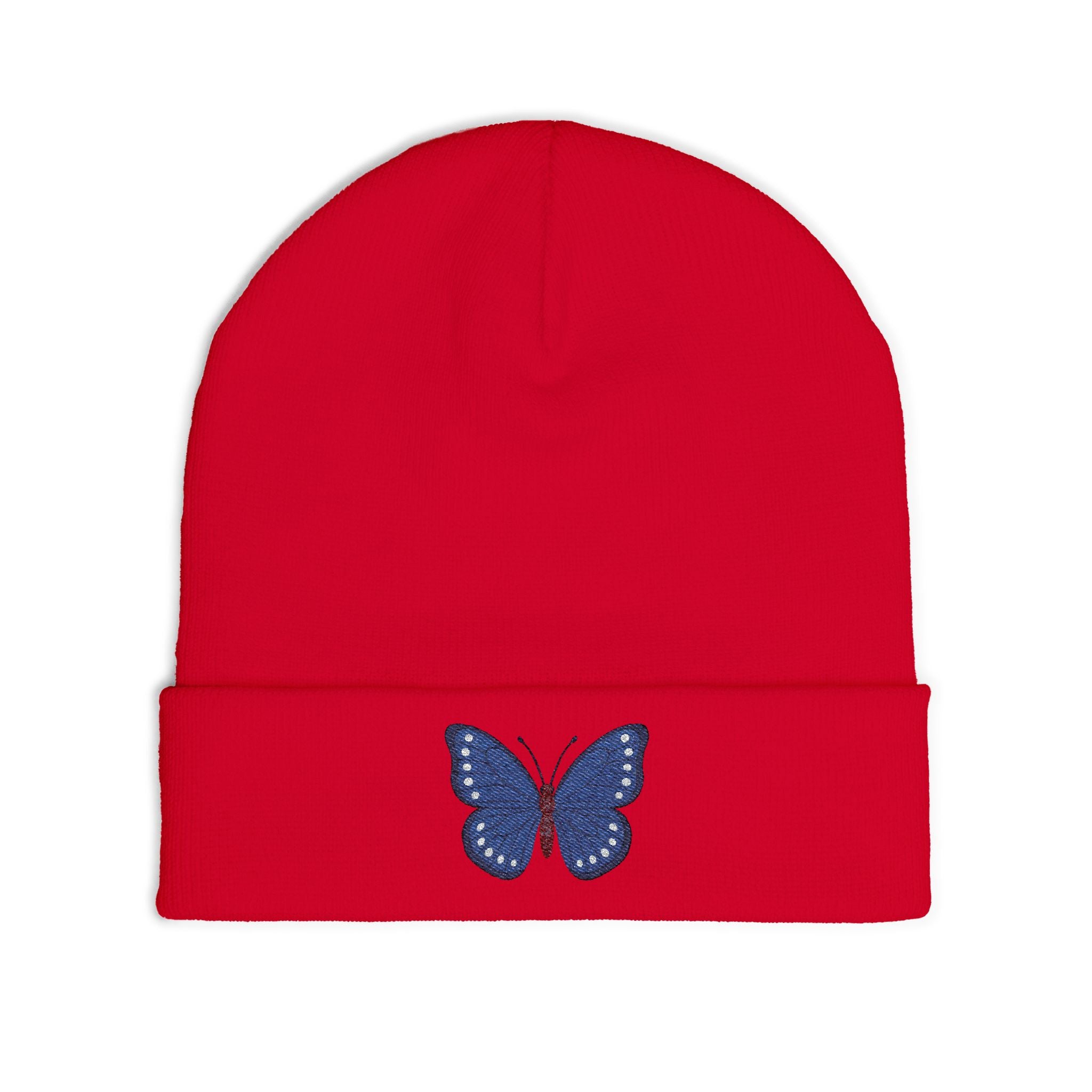 Butterfly Embroidered Knit Beanie, Cozy Winter Hat, Gift for Her, Outdoor Accessories, Fashion Beanie, Unique Headwear