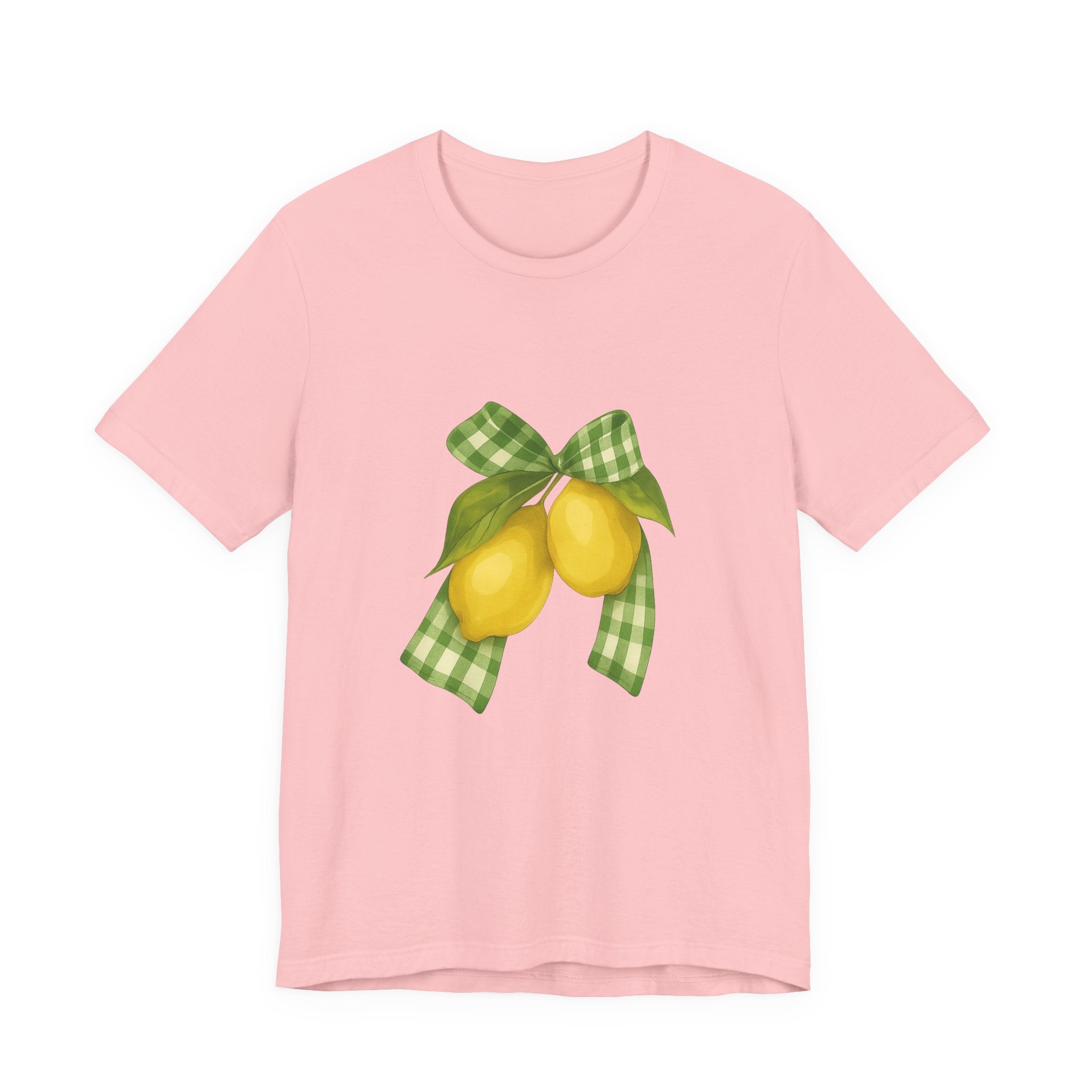 Lemon Bow Tee, Unisex Short Sleeve Shirt, Cute Summer Shirt, Gift for Her, Vintage Style Tee, Lemonade Stand Inspiration