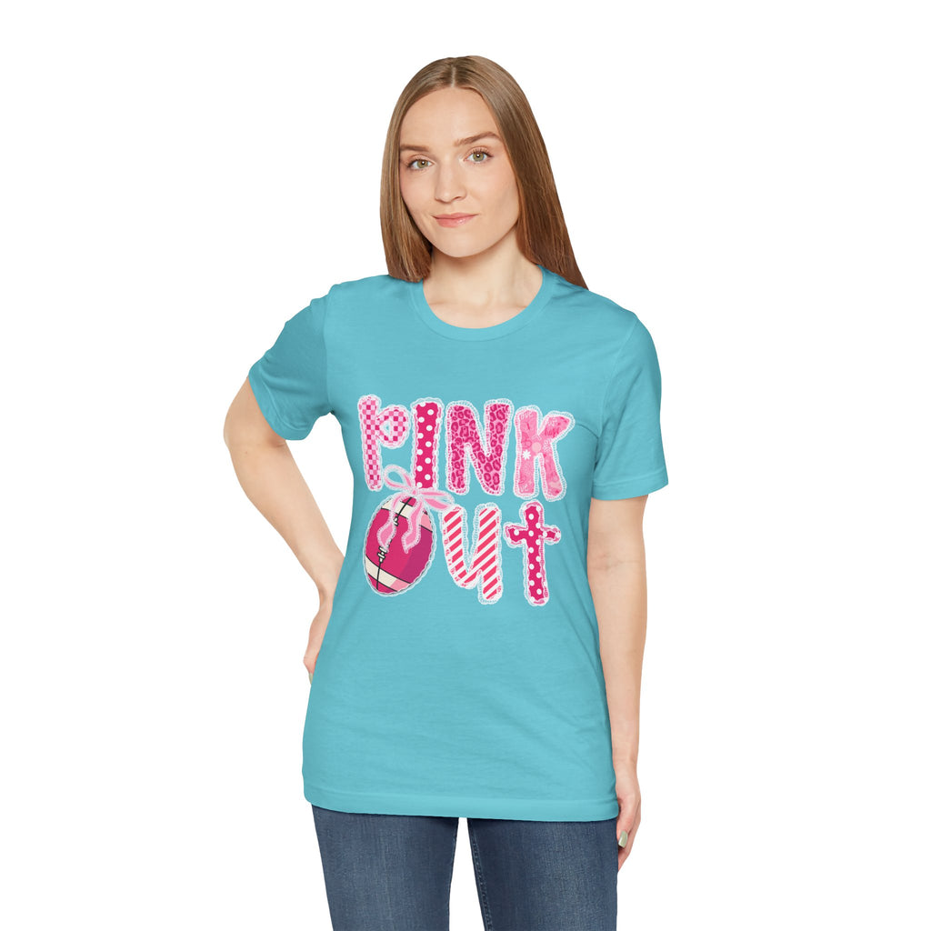 Cute Pink 'PINK OUT' Unisex Tee, Perfect for Breast Cancer Awareness, Casual Wear, Gift for Friends, Fundraising Events, or Team Spirit