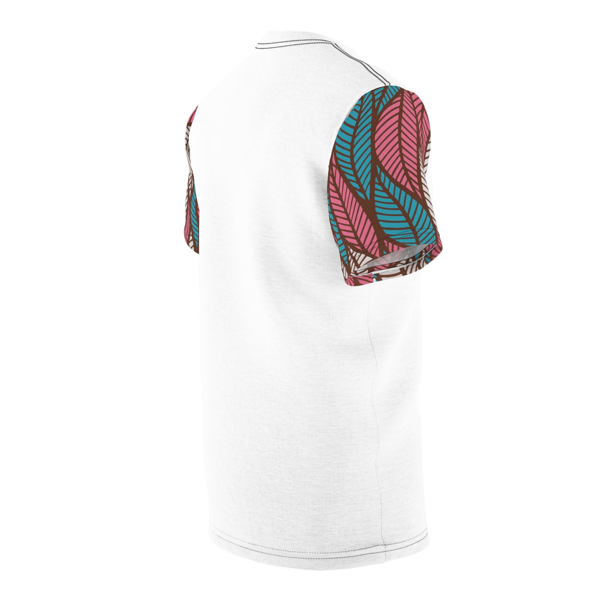Ankara Leaf Print Tee, Unisex Cut & Sew Tee, Colorful Artwork Shirt, Casual Summer Top, Eco-Friendly Fashion, Gift for Nature Lovers