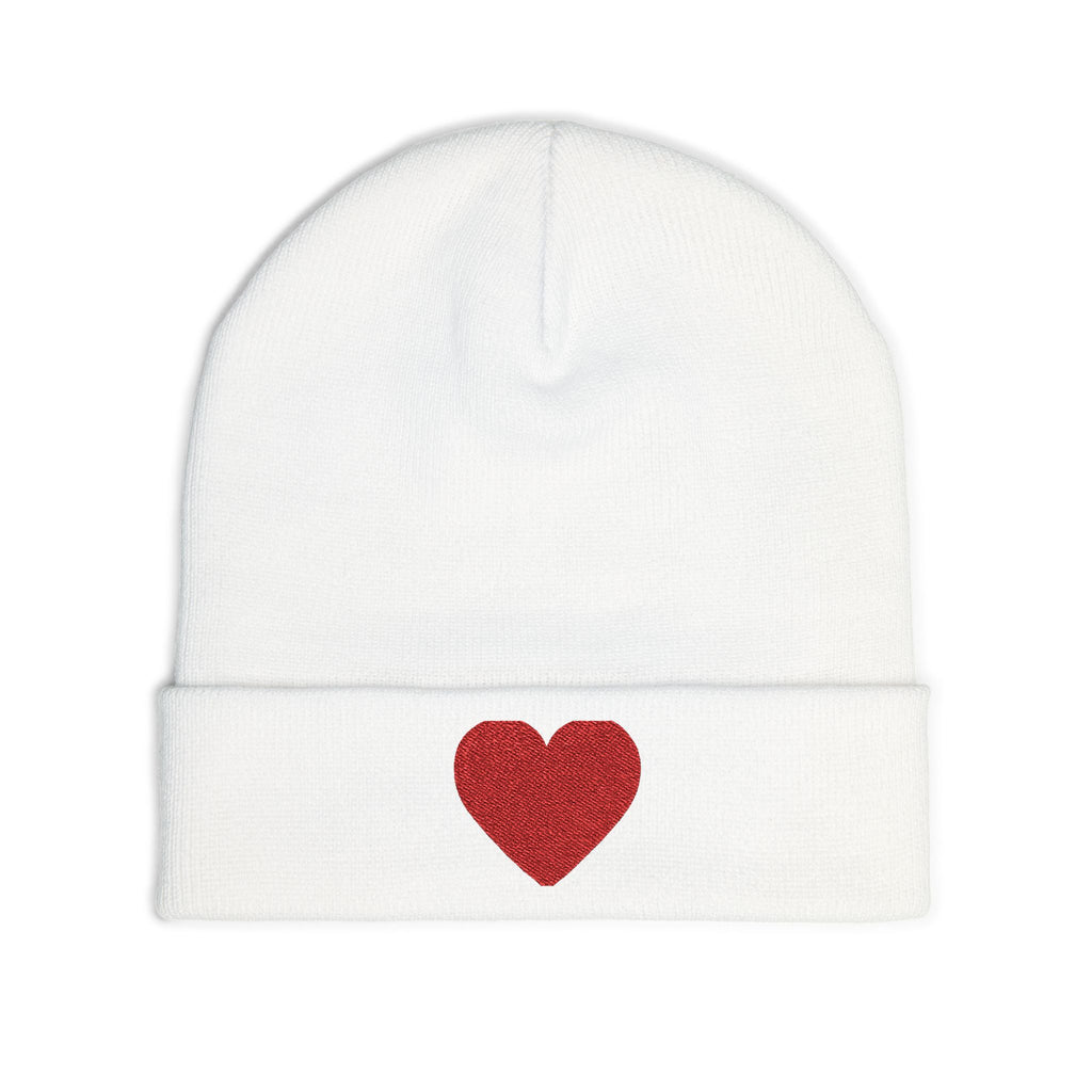 Embroidered Heart Knit Beanie, Cozy Winter Hat, Gift for Her, Cute Accessory, Trendy Beanie, Valentine's Day Style