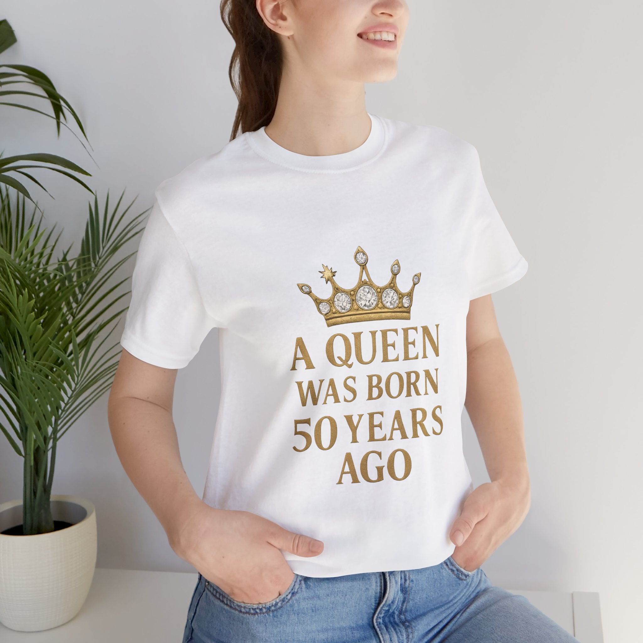 50th Birthday Queen Tee, A Queen Was Born 50 Years Ago Shirt, Anniversary Gift, Retro T-Shirt, Crown Design Tee