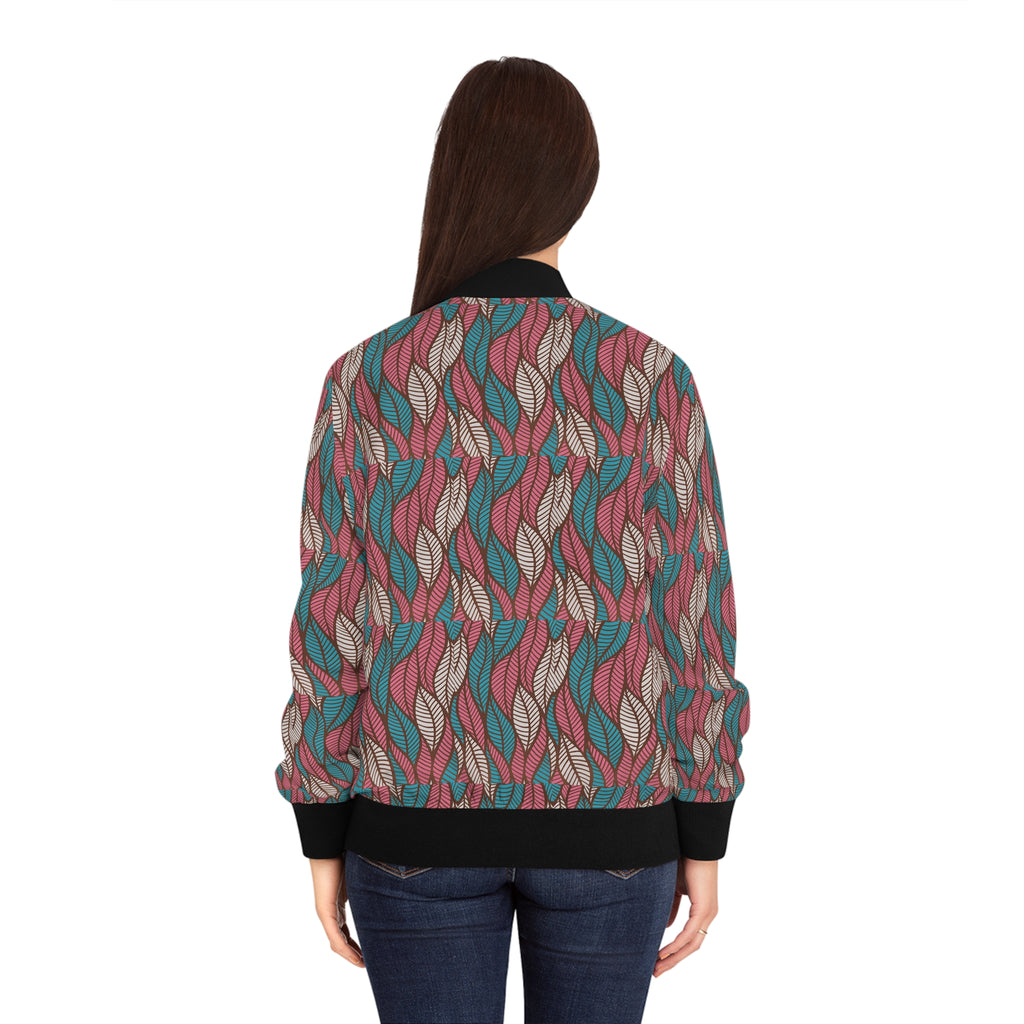 Ankara Women's Bomber Jacket, Leaf Patterned Jacket, Trendy Outerwear for Women, Fashionable Casual Wear, Stylish Spring Jacket, [...]