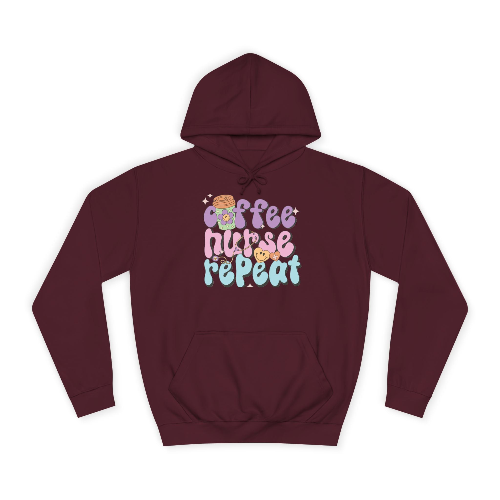Coffee Nurse Repeat Hoodie - Cozy Gift for Nurses, College Wear, Everyday Comfort, Nursing School, Cute Casual Apparel