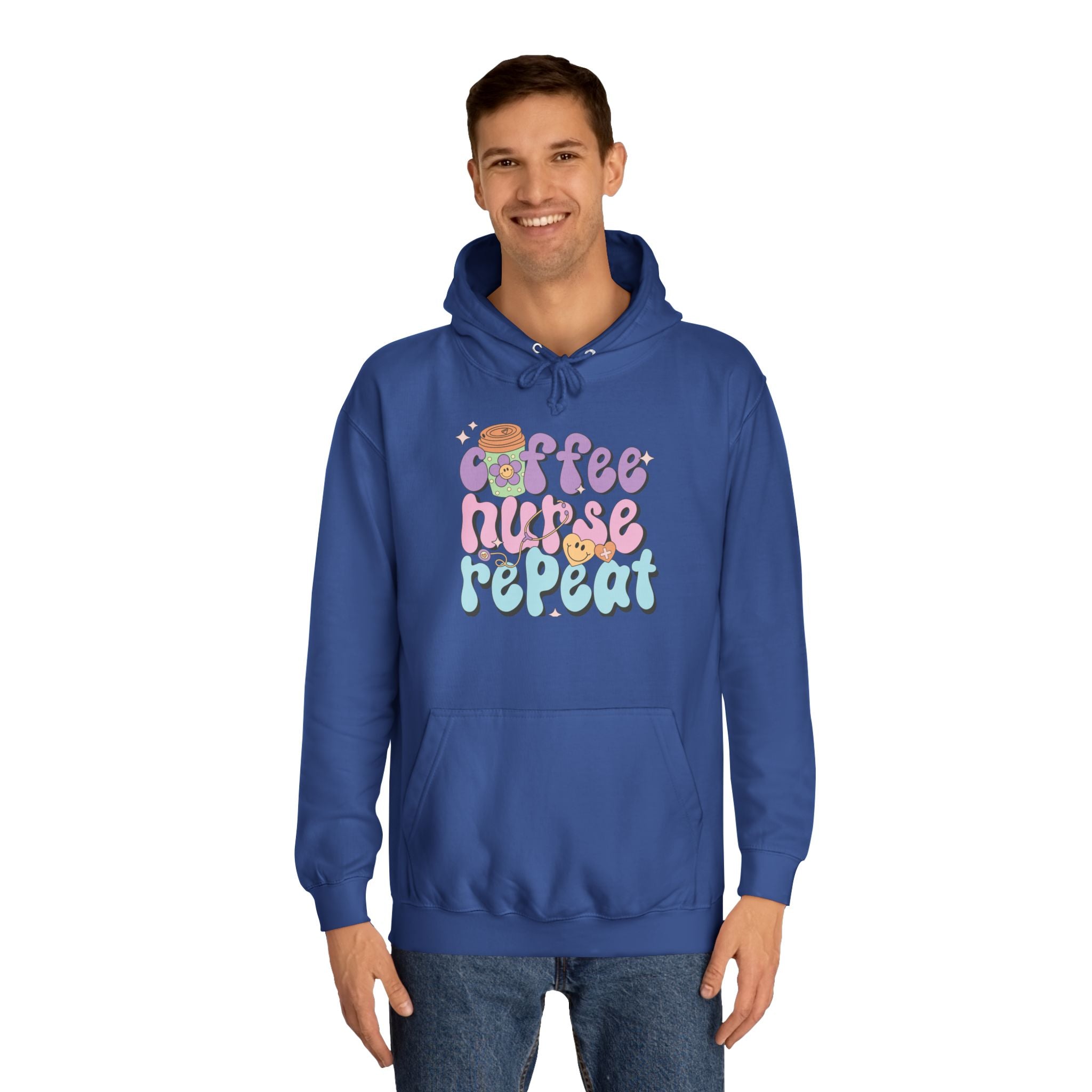 Coffee Nurse Repeat Hoodie - Cozy Gift for Nurses, College Wear, Everyday Comfort, Nursing School, Cute Casual Apparel