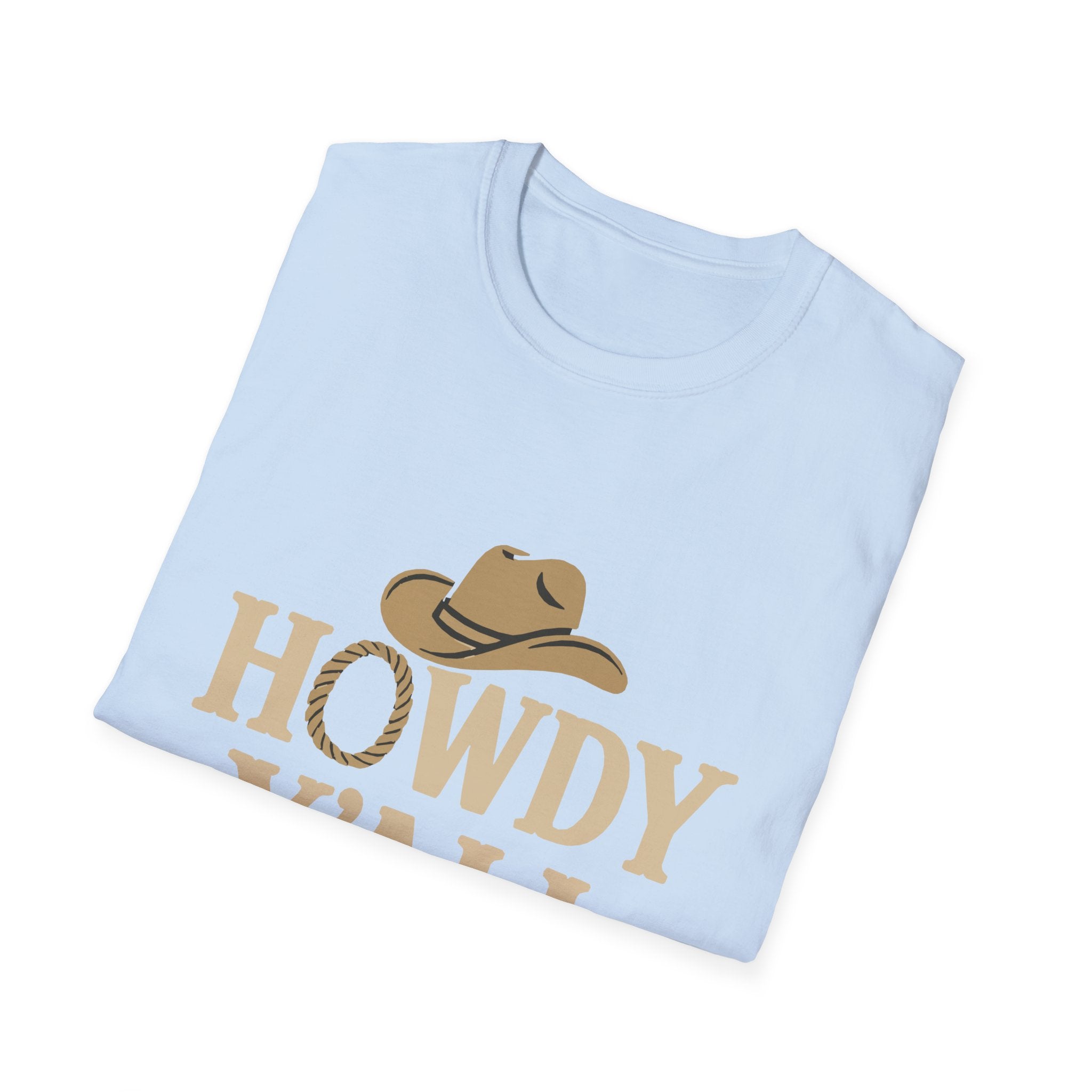Howdy Y'all Western T-Shirt, Cowboy Tee, Country Music Shirt, Gift for Cowpoke, Unisex Softstyle Shirt