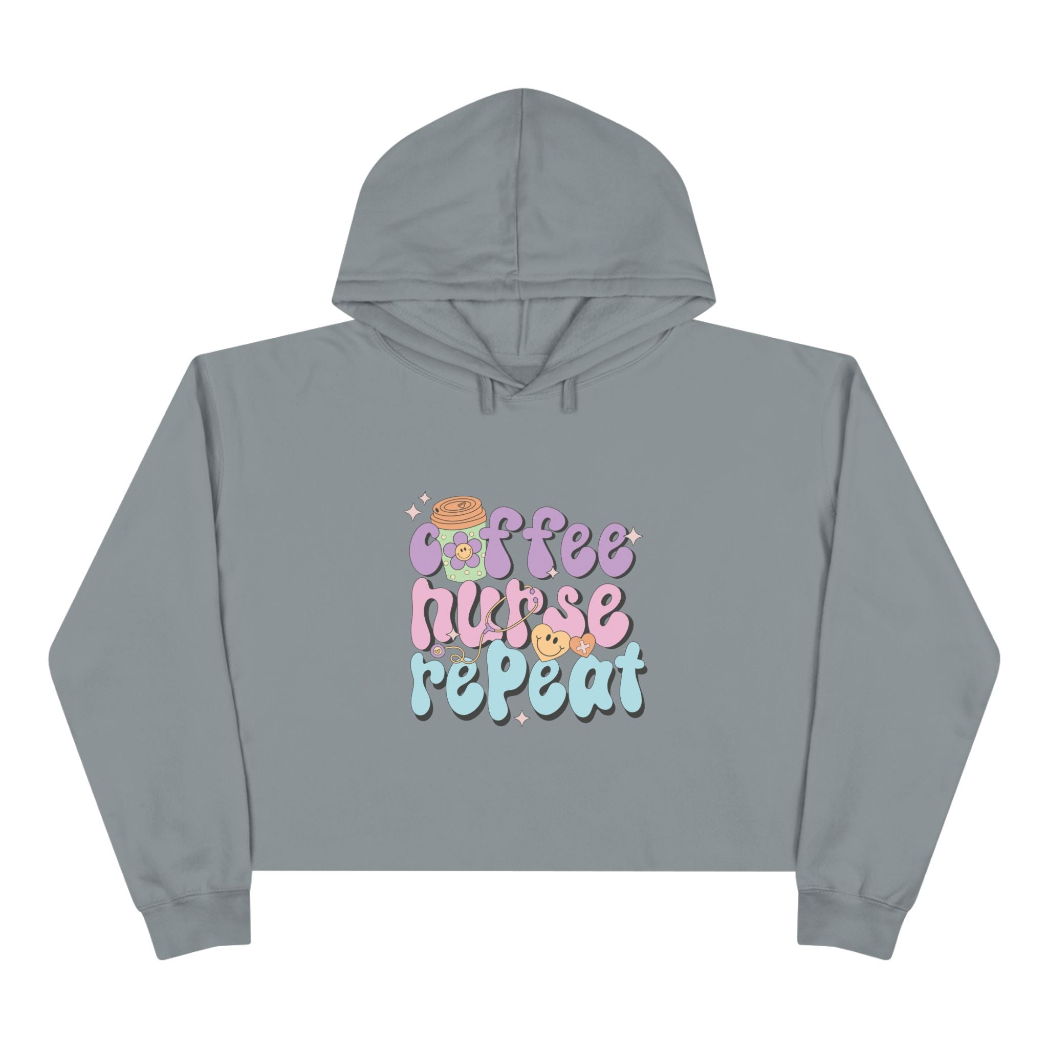 Coffee Nurse Repeat Crop Hoodie - Cozy Gift for Nurses, Trendy Sweatshirt, Cute Coffee Lover Apparel, Fun Casual Wear, Unique Nursing [...]