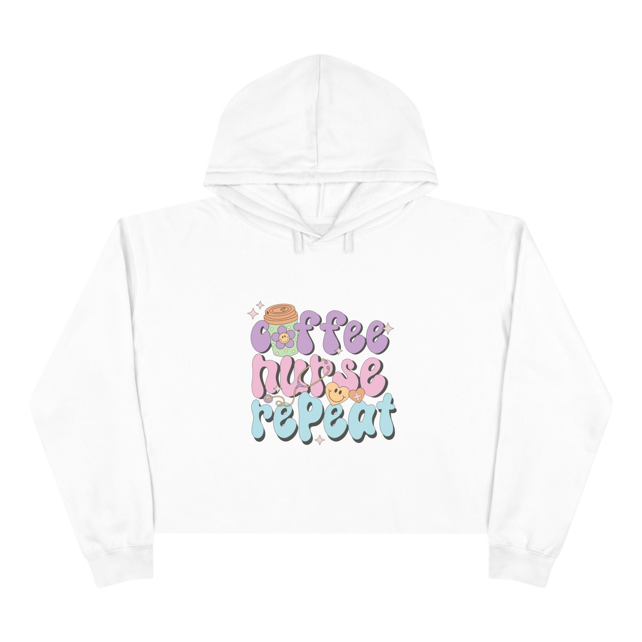 Coffee Nurse Repeat Crop Hoodie - Cozy Gift for Nurses, Trendy Sweatshirt, Cute Coffee Lover Apparel, Fun Casual Wear, Unique Nursing [...]