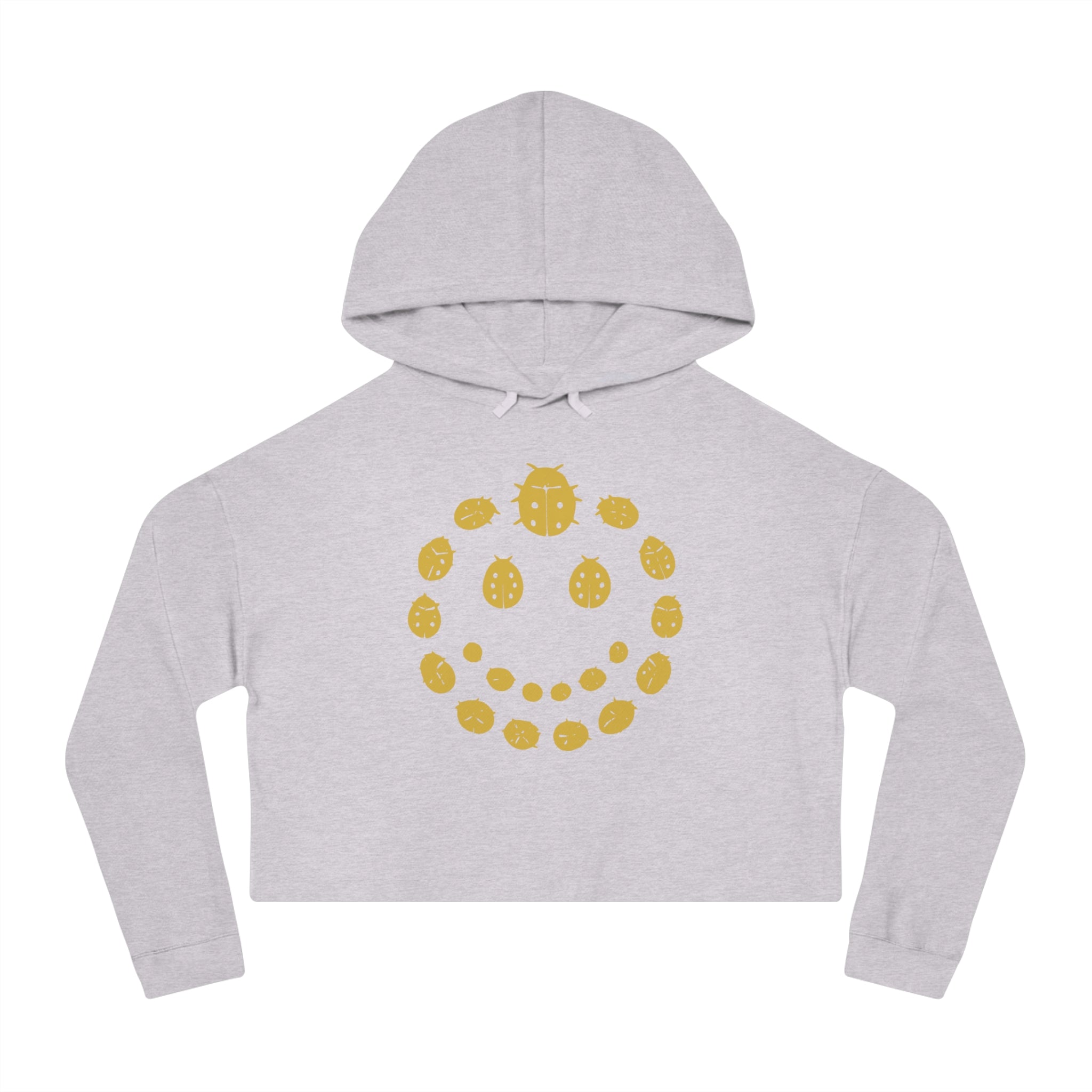 Gold Ladybug Cropped Hoodie, Trendy Women's Hoodie, Cute Casual Sweatshirt, Gift for Her, Summer Fashion, Comfortable Lifestyle