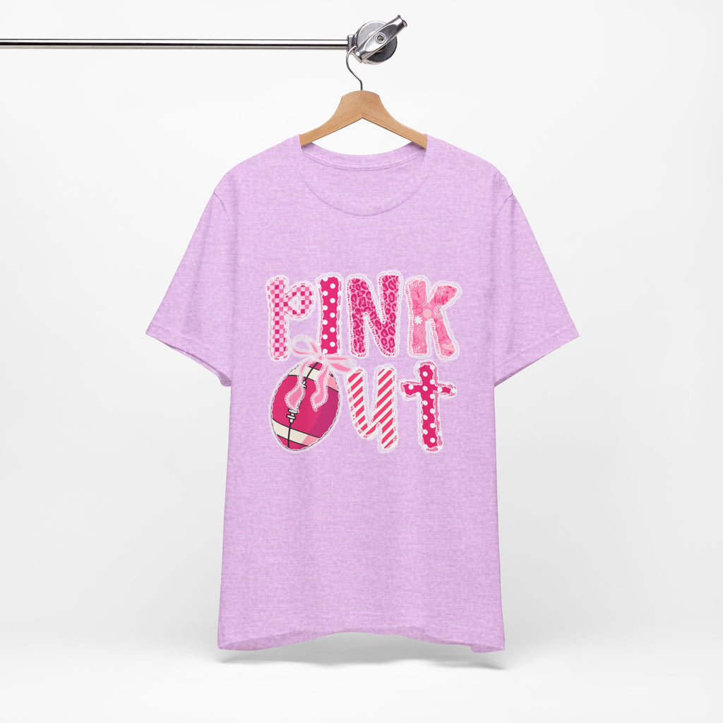 Cute Pink 'PINK OUT' Unisex Tee, Perfect for Breast Cancer Awareness, Casual Wear, Gift for Friends, Fundraising Events, or Team Spirit