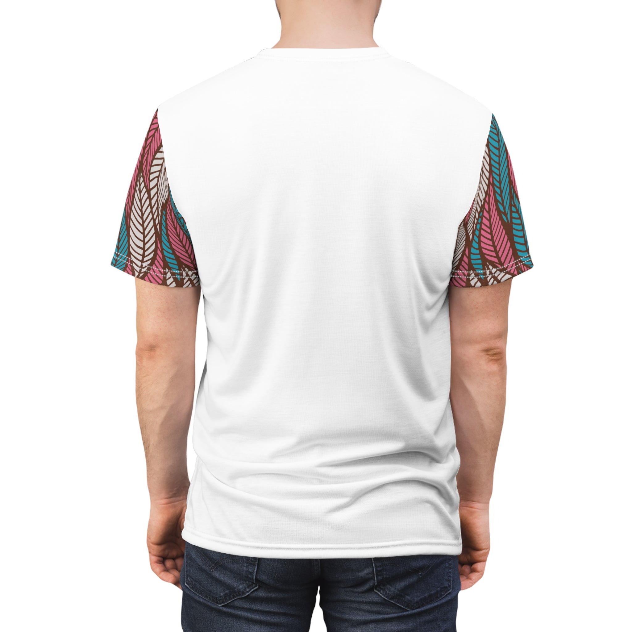 Ankara Leaf Print Tee, Unisex Cut & Sew Tee, Colorful Artwork Shirt, Casual Summer Top, Eco-Friendly Fashion, Gift for Nature Lovers