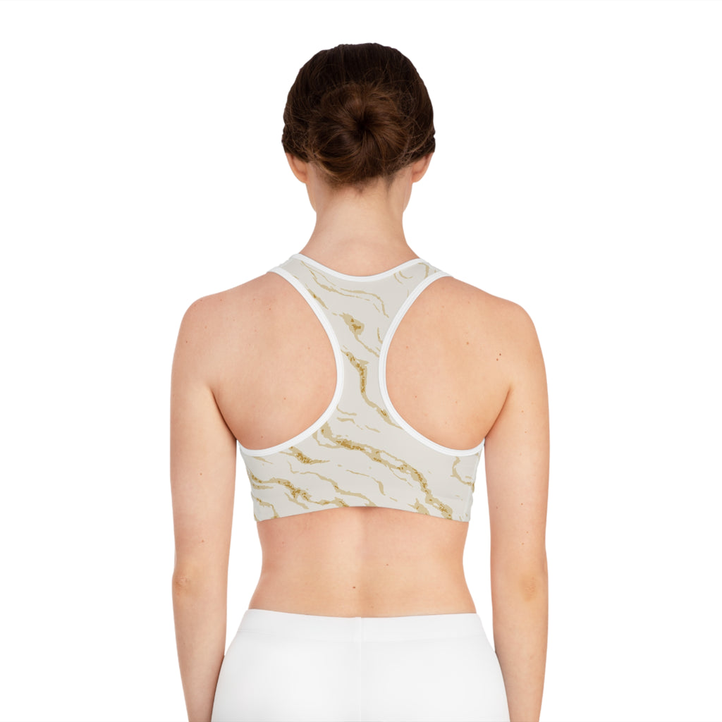 Elegant Marble Sports Bra, Stylish Workout Top, Fitness Apparel, Unique Activewear, Gift for Athletes, Trendy Gym Wear