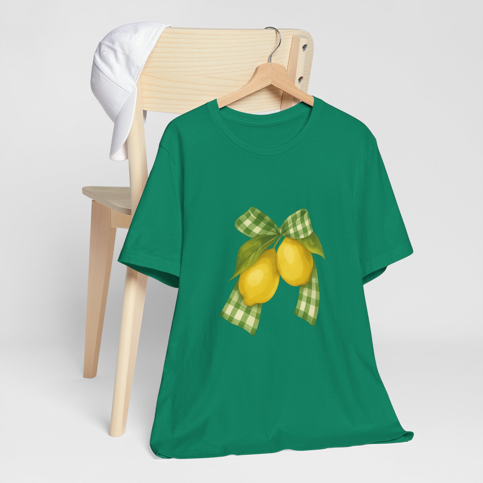 Lemon Bow Tee, Unisex Short Sleeve Shirt, Cute Summer Shirt, Gift for Her, Vintage Style Tee, Lemonade Stand Inspiration