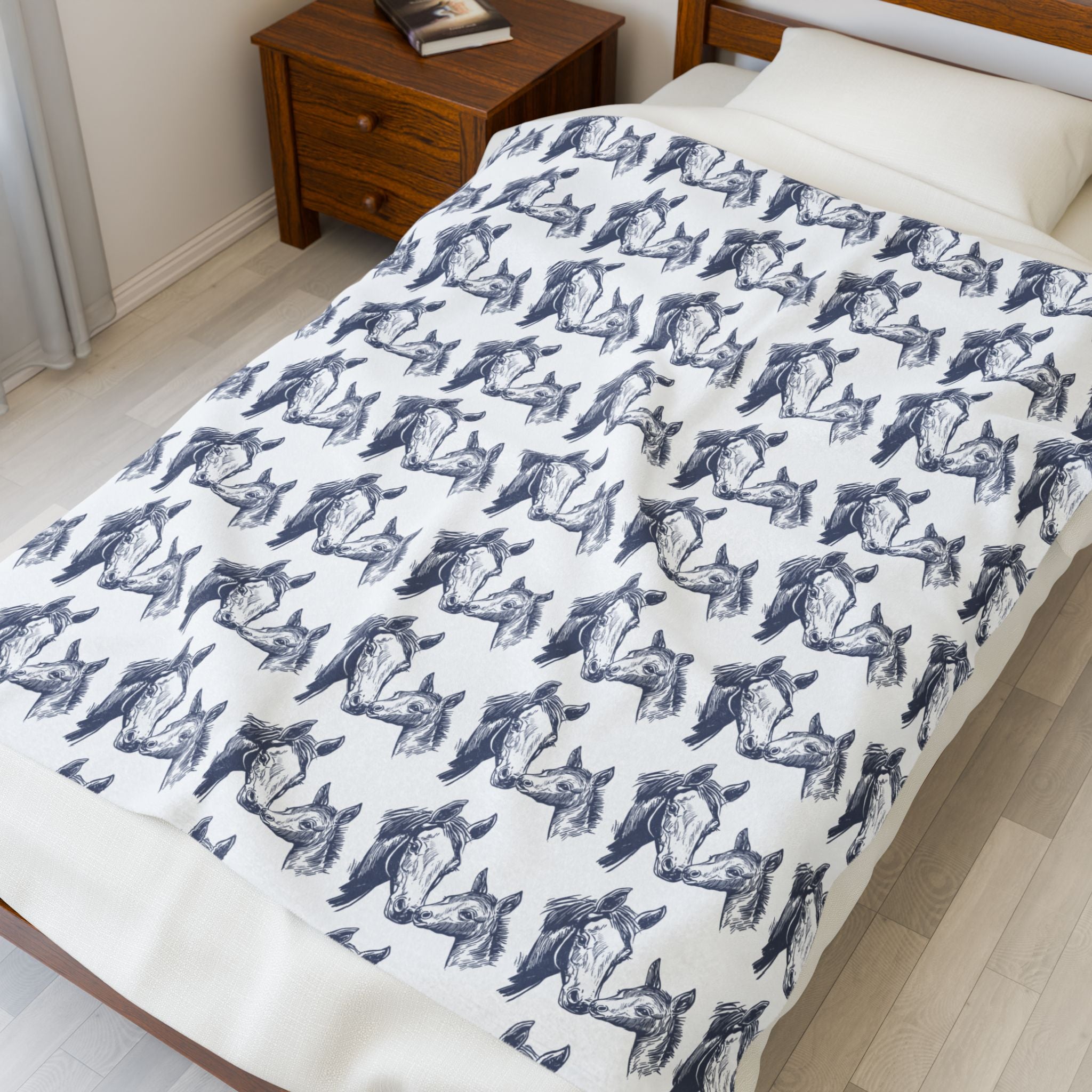 Velveteen Plush Blanket - Horse Lovers Gift, Cozy Throw for Equestrians, Warm