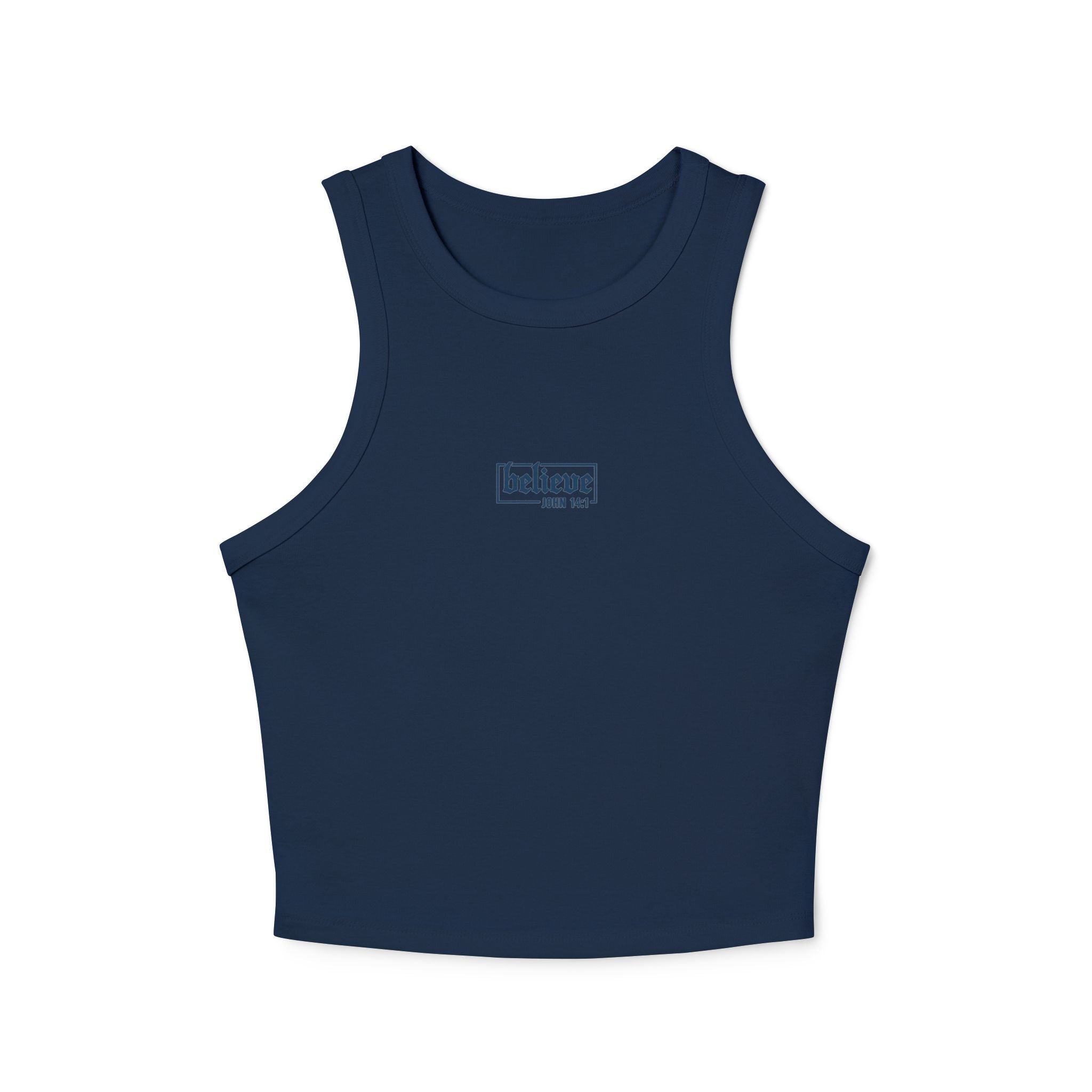 believe Women's Micro Rib Racer Tank Top | Casual Summer Essential, Workout Top, Layering Piece, Holiday Gift, Everyday Comfort
