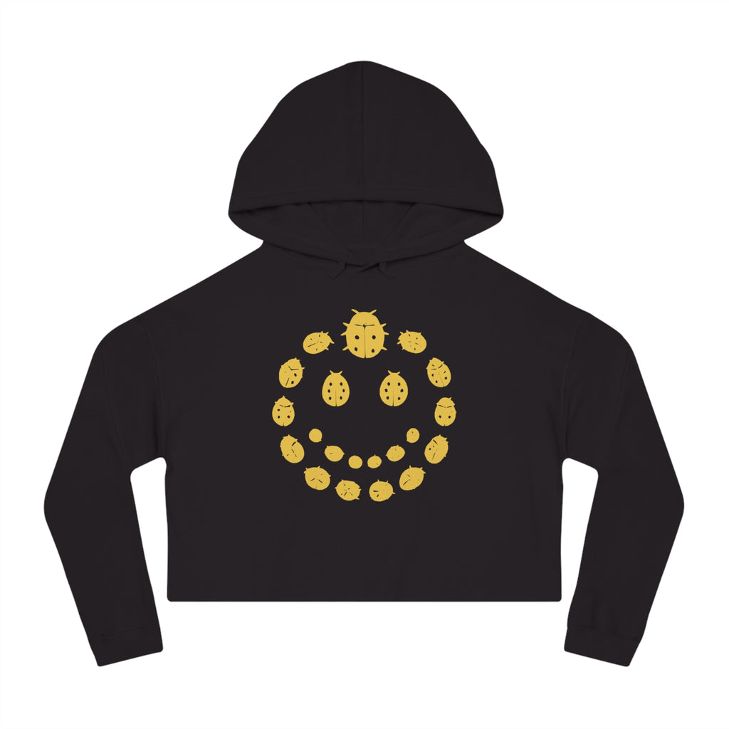 Gold Ladybug Cropped Hoodie, Trendy Women's Hoodie, Cute Casual Sweatshirt, Gift for Her, Summer Fashion, Comfortable Lifestyle