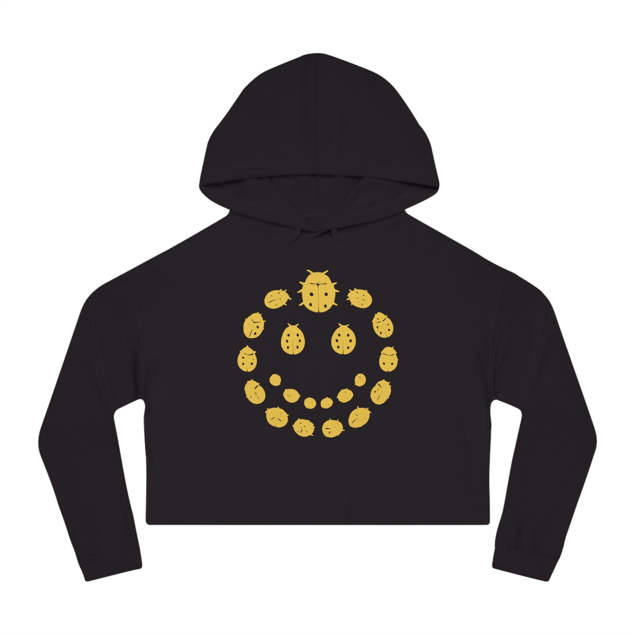 Gold Ladybug Cropped Hoodie, Trendy Women's Hoodie, Cute Casual Sweatshirt, Gift for Her, Summer Fashion, Comfortable Lifestyle
