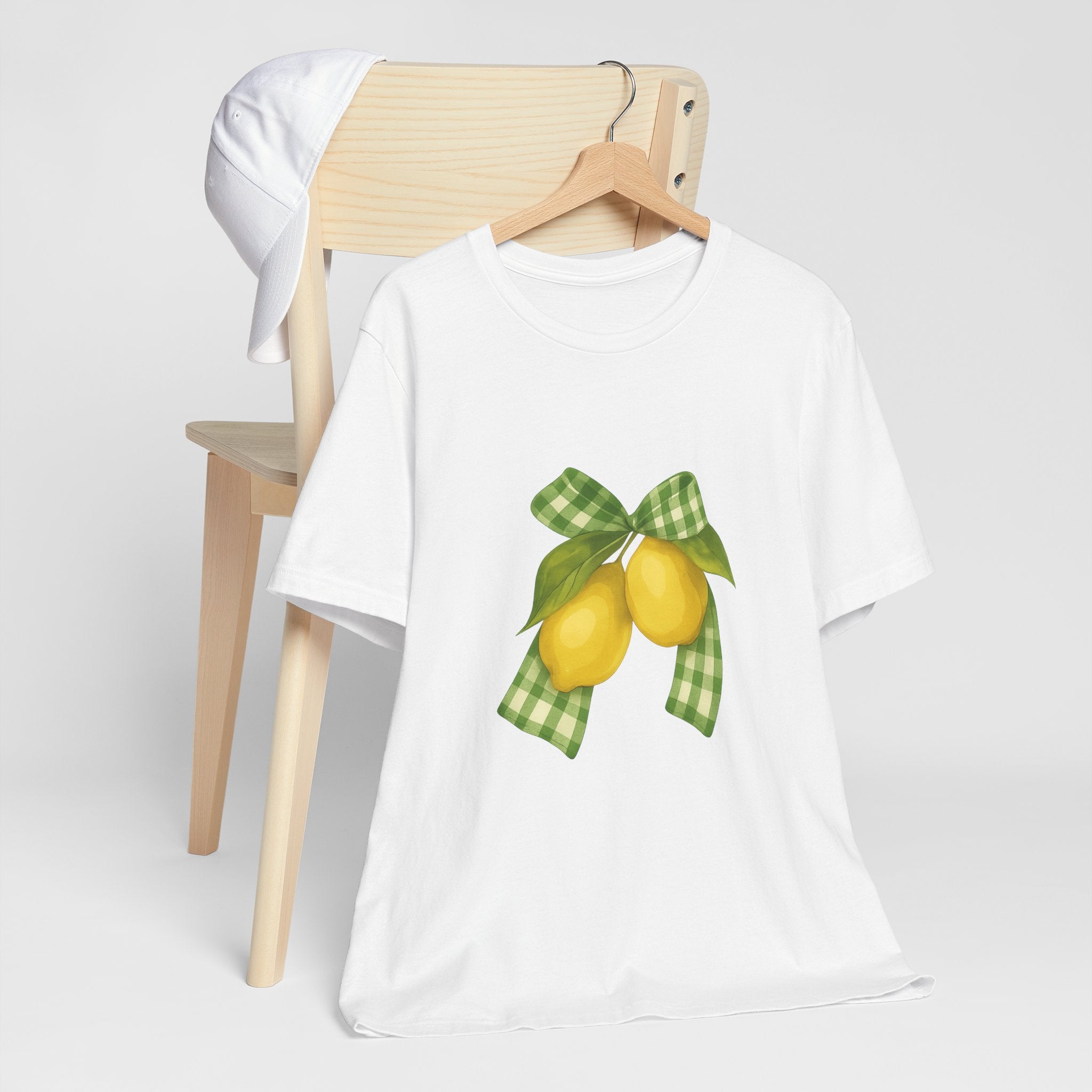 Lemon Bow Tee, Unisex Short Sleeve Shirt, Cute Summer Shirt, Gift for Her, Vintage Style Tee, Lemonade Stand Inspiration