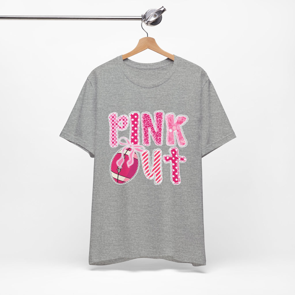 Cute Pink 'PINK OUT' Unisex Tee, Perfect for Breast Cancer Awareness, Casual Wear, Gift for Friends, Fundraising Events, or Team Spirit
