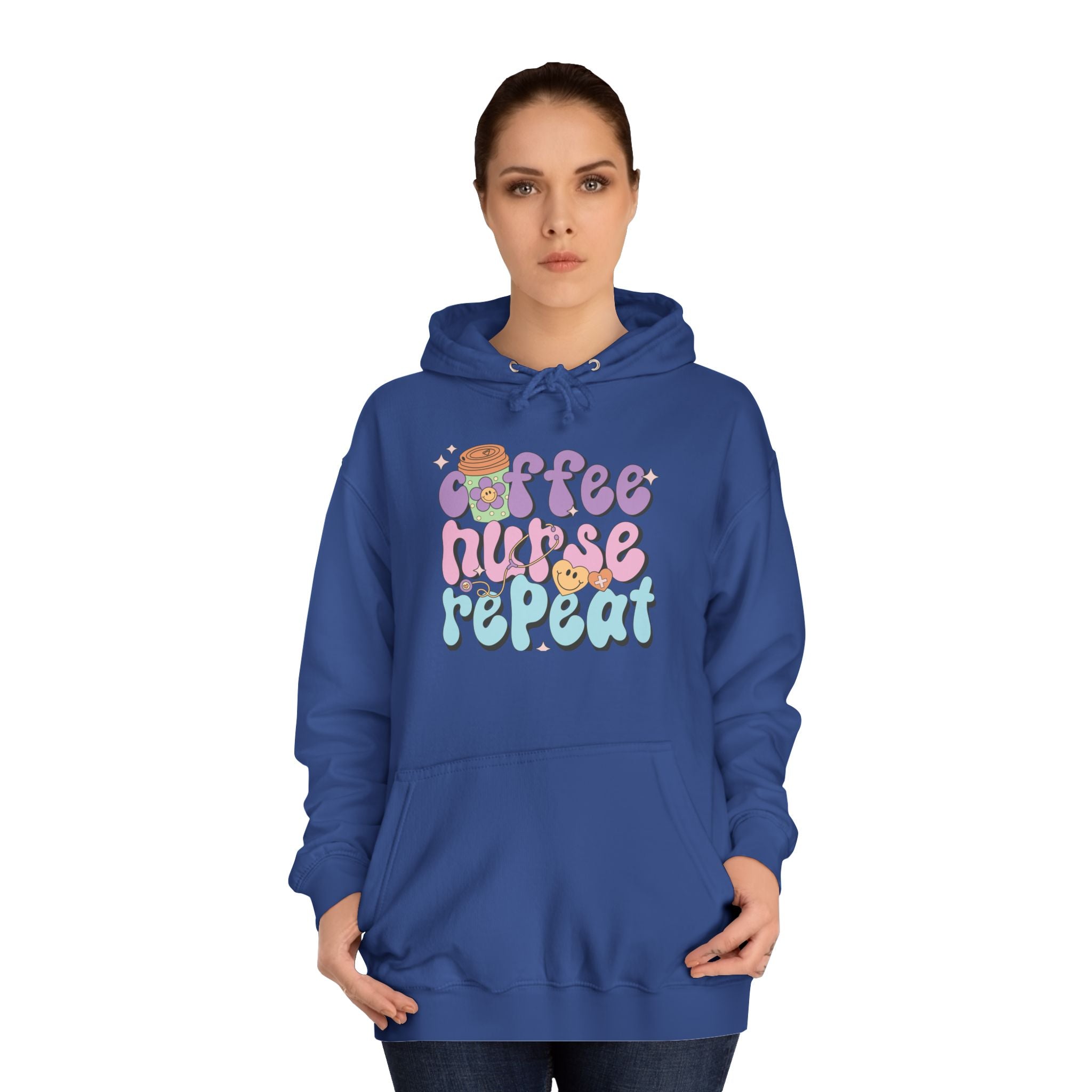 Coffee Nurse Repeat Hoodie - Cozy Gift for Nurses, College Wear, Everyday Comfort, Nursing School, Cute Casual Apparel
