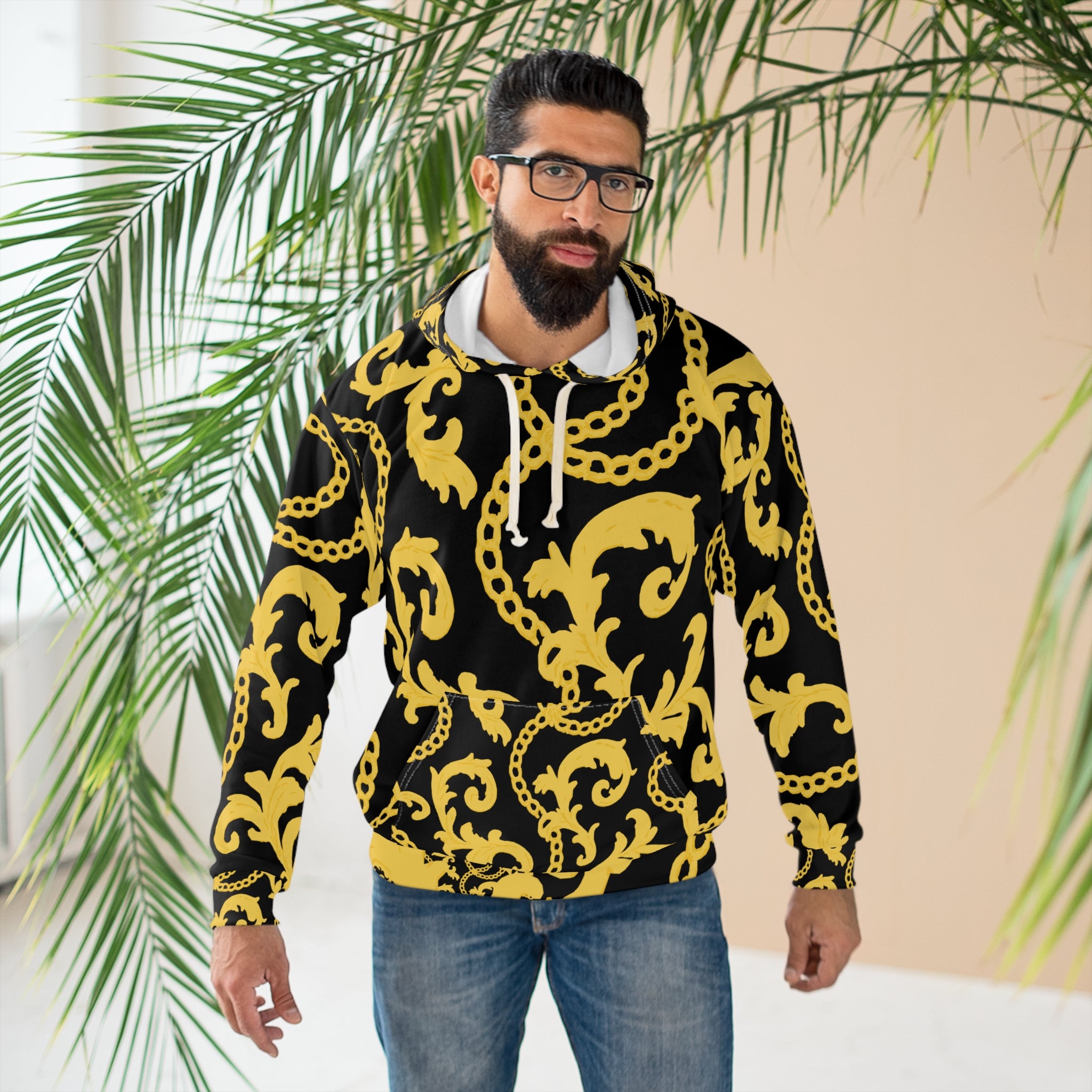 Soft Life Glam Chains Unisex Hoodie Sweatshirt, Trendy Casual Streetwear, Cozy Lounge Wear, Fashionable Urban Apparel, Stylish Weekend