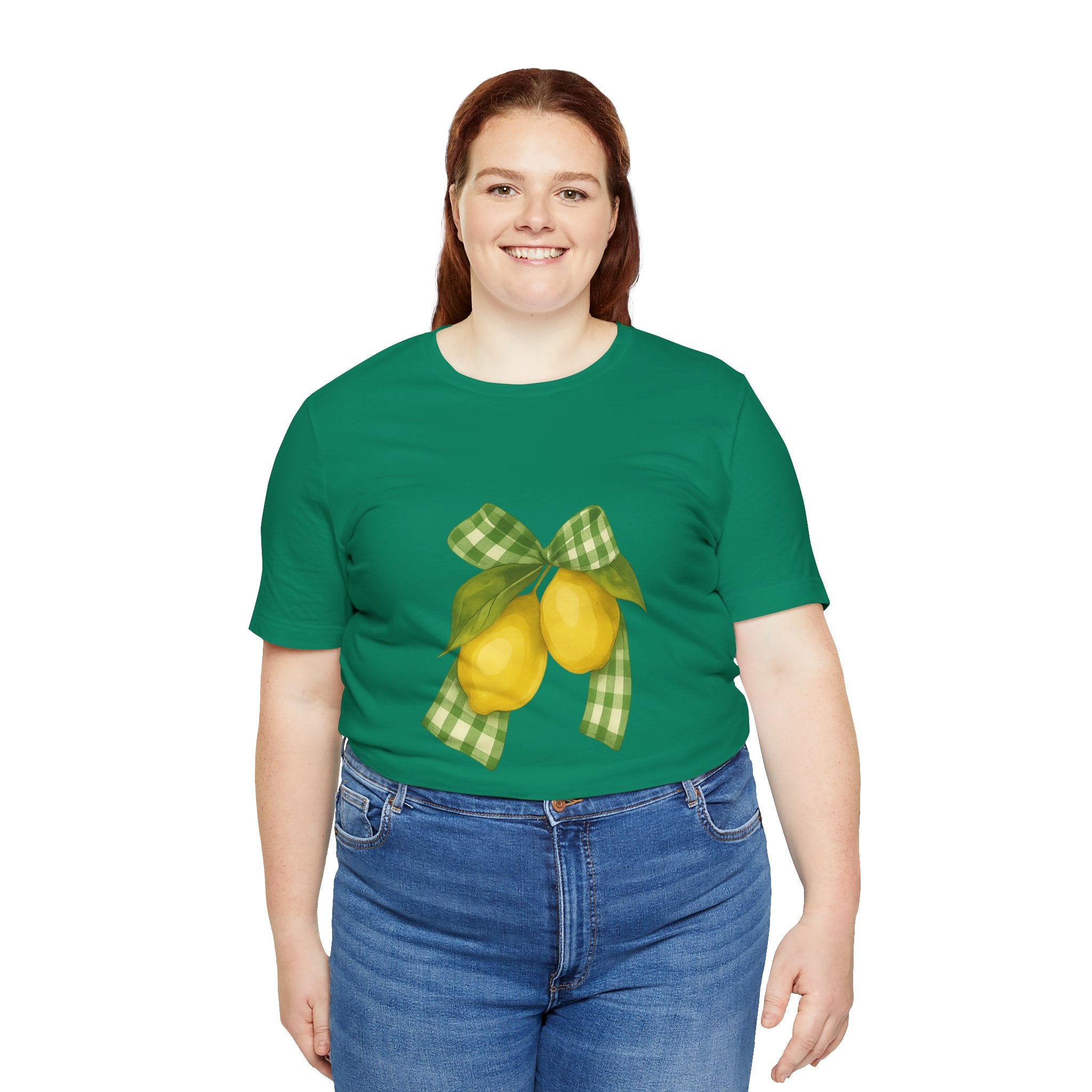 Lemon Bow Tee, Unisex Short Sleeve Shirt, Cute Summer Shirt, Gift for Her, Vintage Style Tee, Lemonade Stand Inspiration