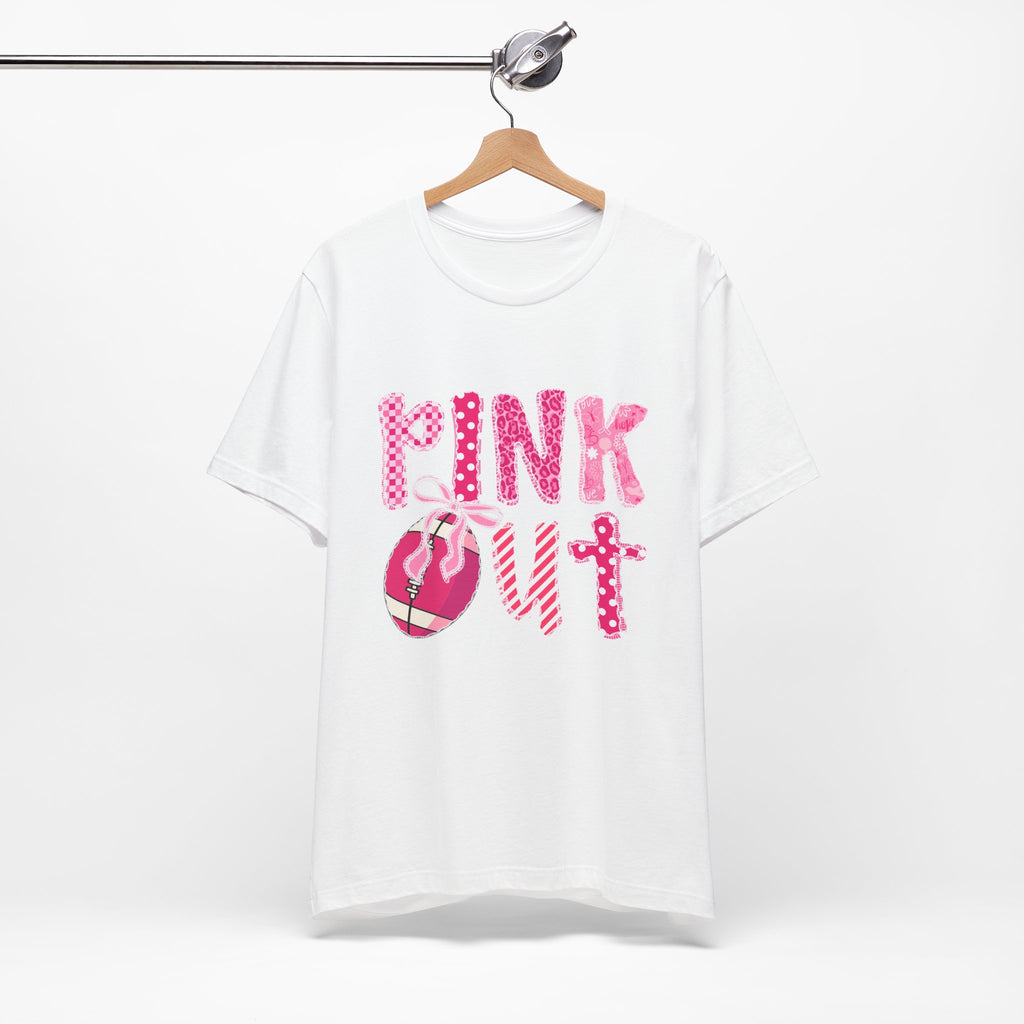 Cute Pink 'PINK OUT' Unisex Tee, Perfect for Breast Cancer Awareness, Casual Wear, Gift for Friends, Fundraising Events, or Team Spirit