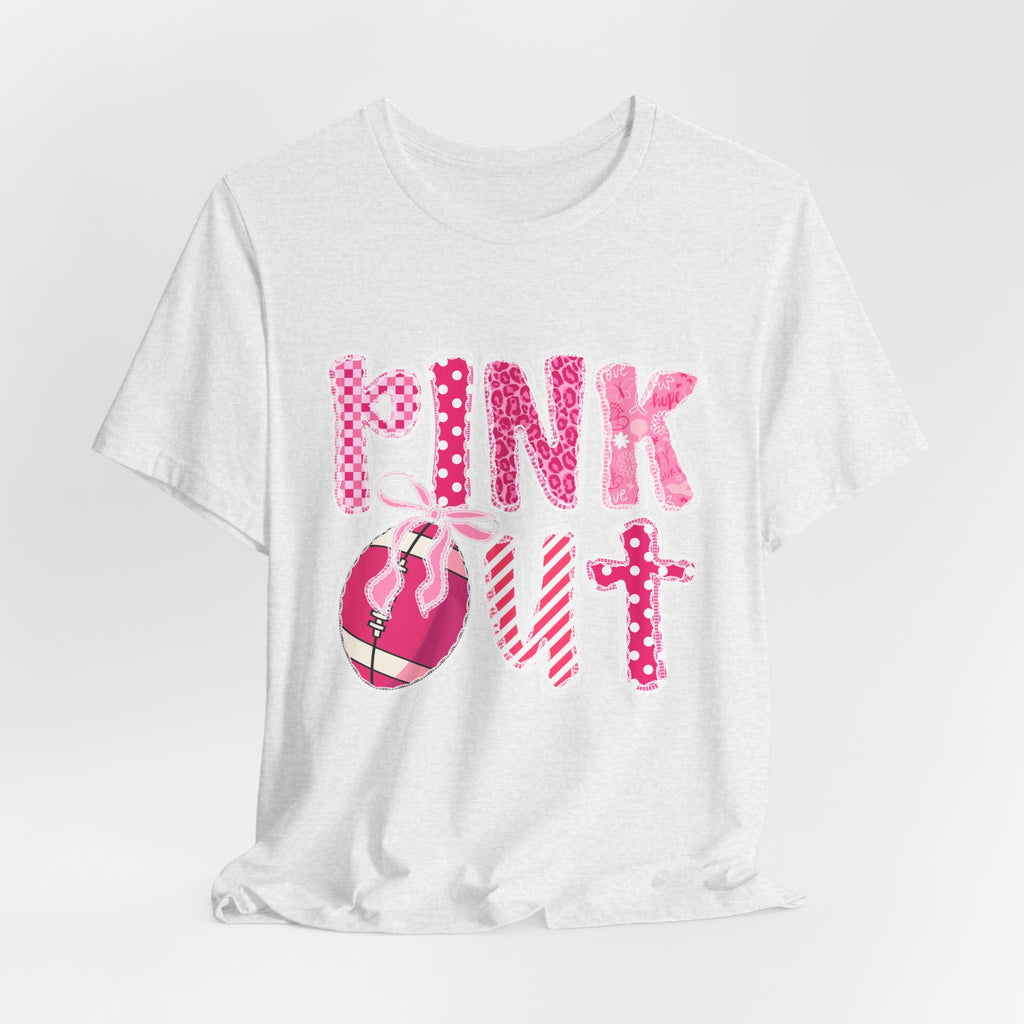 Cute Pink 'PINK OUT' Unisex Tee, Perfect for Breast Cancer Awareness, Casual Wear, Gift for Friends, Fundraising Events, or Team Spirit